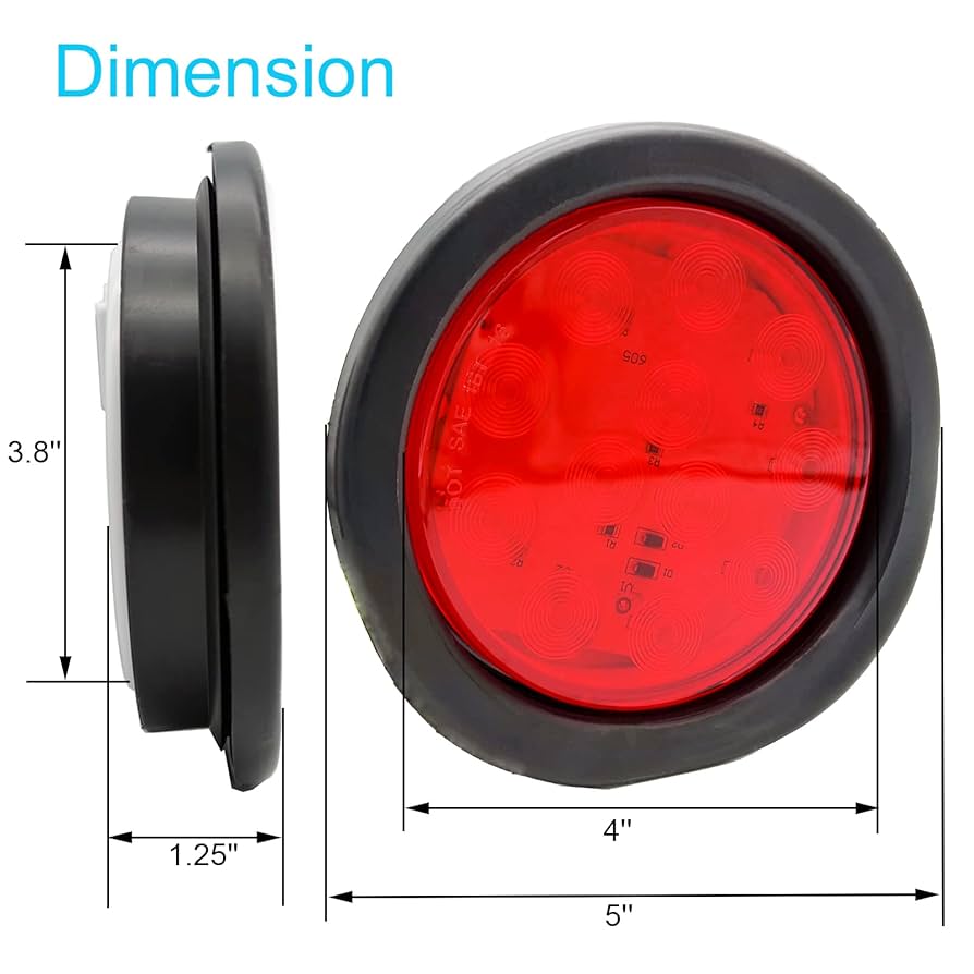 Amazon | OGATOO 4個 レッドラウンド 4インチ トレーラーテール