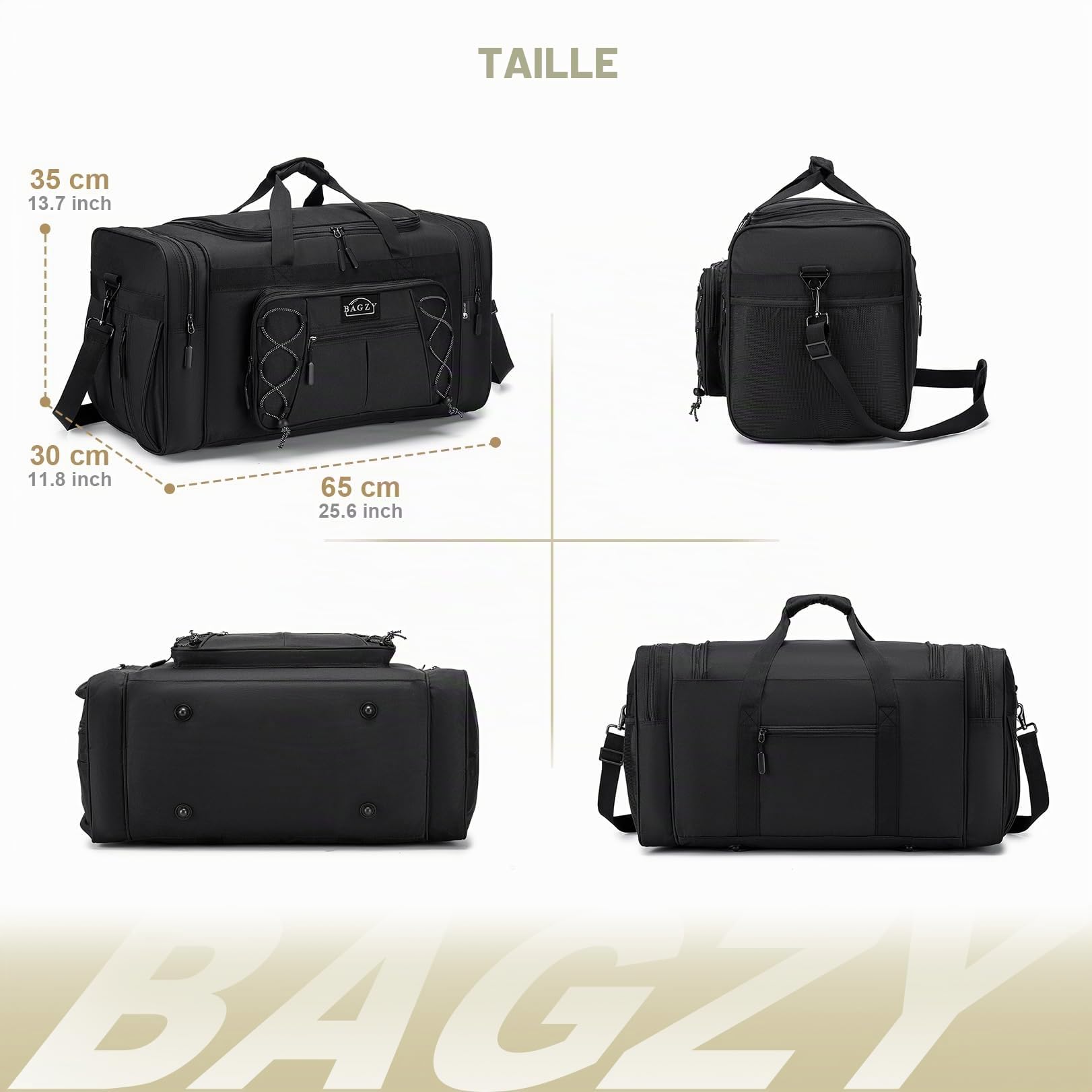 BAGZY Sac de Voyage Homme 70L Grand Sac de Voyage Pliable Cabas de Fitness Bay Weekend Homme Sacs a Main Bagage à Main Sacs de Rangement pour Extérieur/Camping/Trekking/Fitness