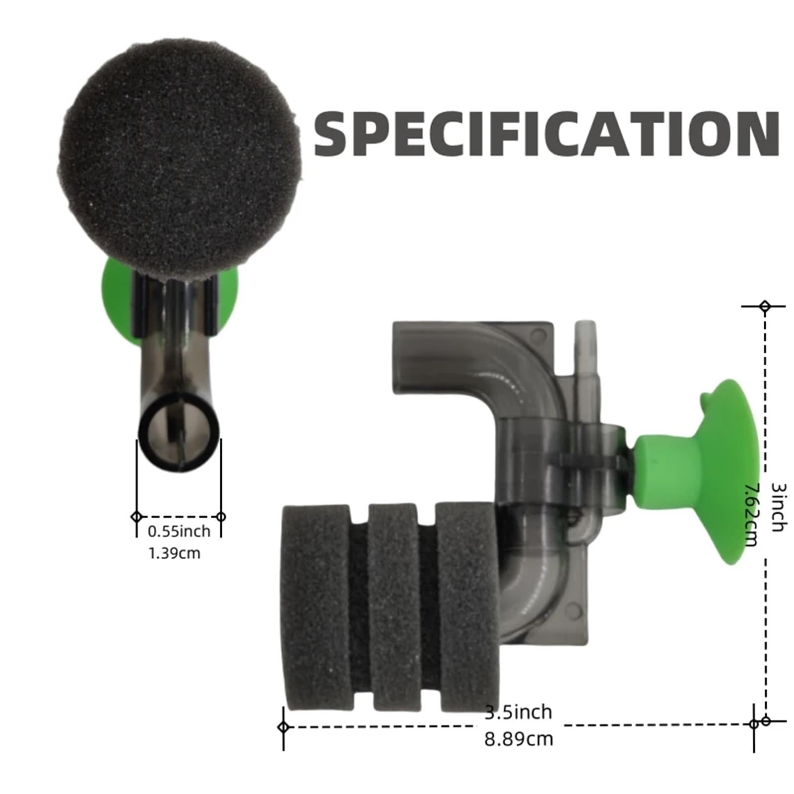 Filtros para peceras, 2 mini filtros de esponja para acuario, bomba de aire para estanque, suministros bioquímicos con ventosa fuerte, filtro de acuario