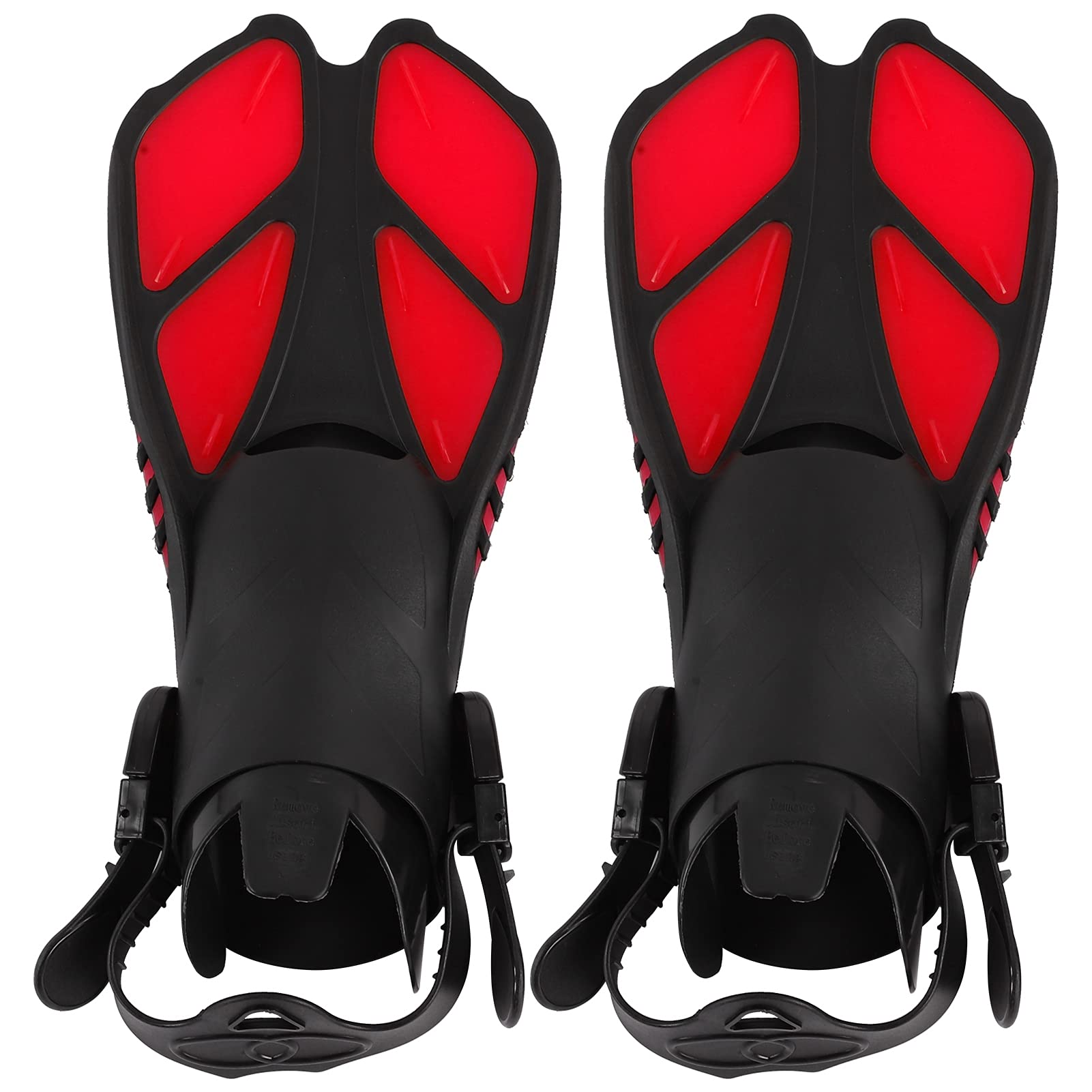 Adjustable Long Swim Fins Soft Red Diving Flippers for Snorkeling