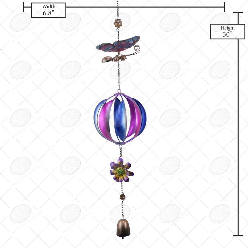 Red Carpet Studios Garden Spinner Mobile, 30-Inches, Balloon/Butterfly Purple Blue