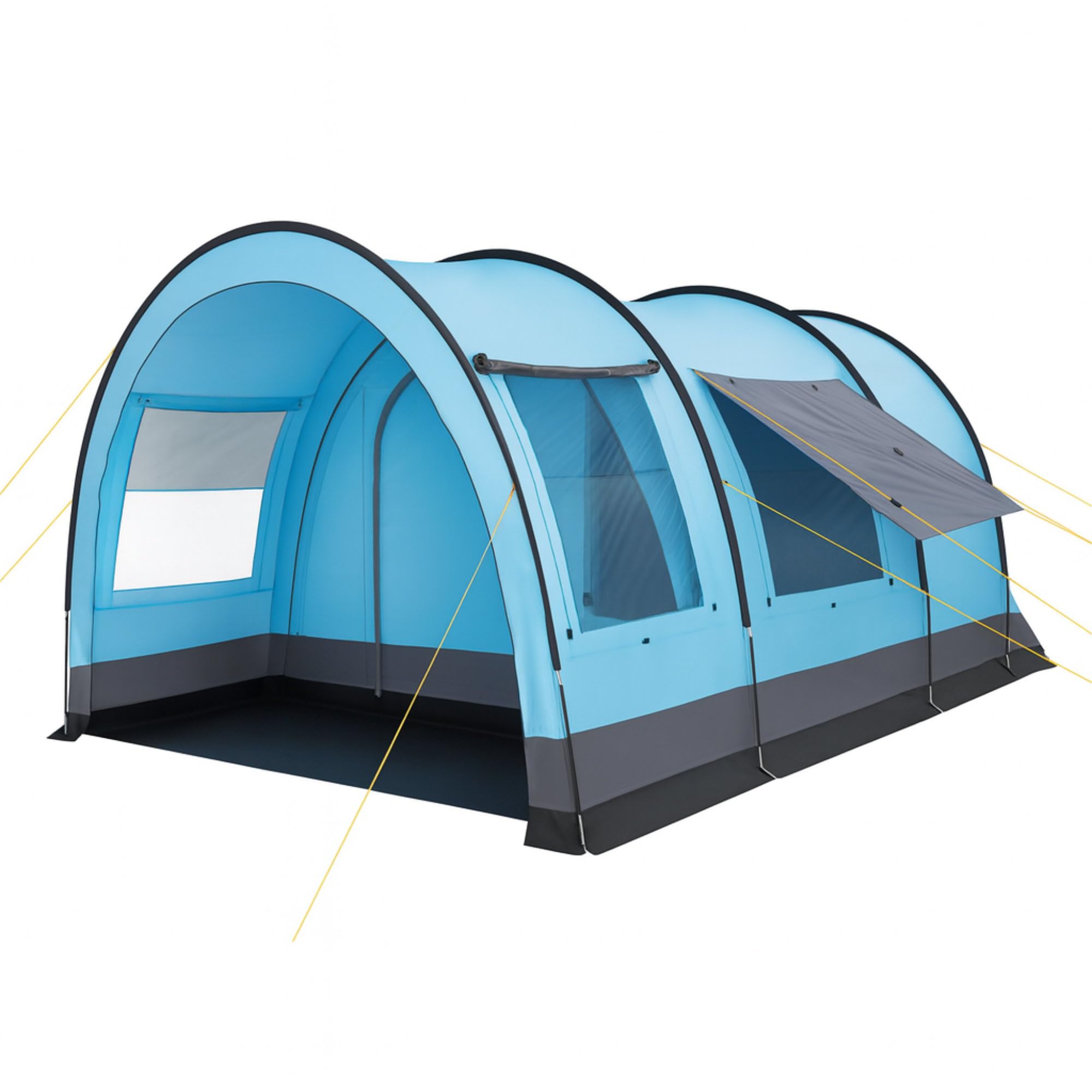 CampFeuer Zelt Relax4 für 4 Personen | Variables Tunnelzelt mit großem Vorraum, 5000 mm Wassersäule | Abtrennbare Schlafkabine | Gruppenzelt, Campingzelt, Familienzelt