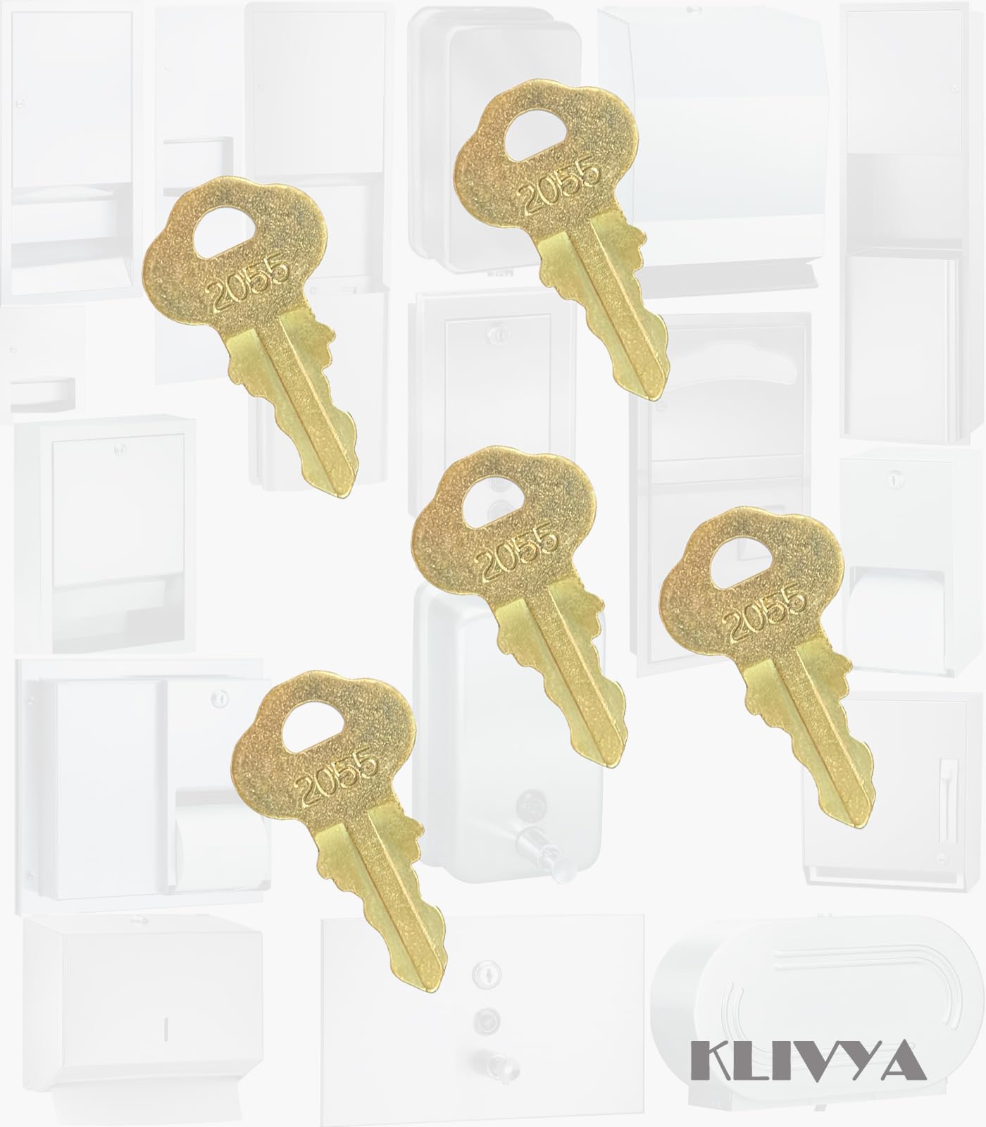 Llave dispensadora 2055 para dispensadores multiusos de Bradle, incluye papel higiénico, funda de asiento y recipiente de residuos, toalla plegable y dispensador de jabón líquido, paquete de 10