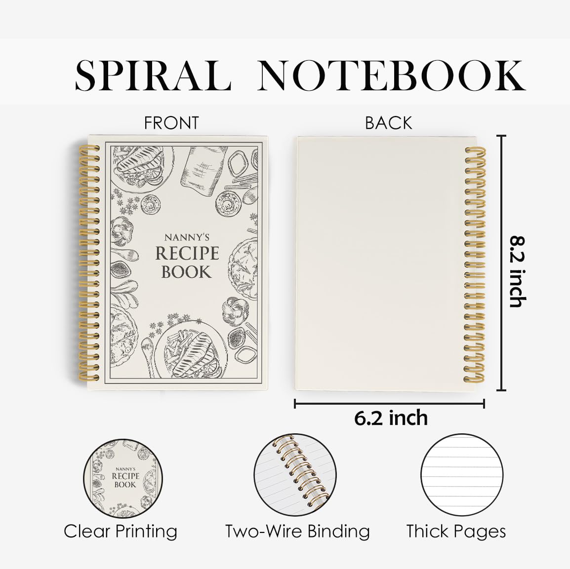 ANIANG Regalos para niñera, diario de recetas, cuaderno de recetas, libro de recetas para escribir en tus propias recetas, libro de cocina para niñera de 5.5 x 8.3 pulgadas, 164 páginas, cuaderno