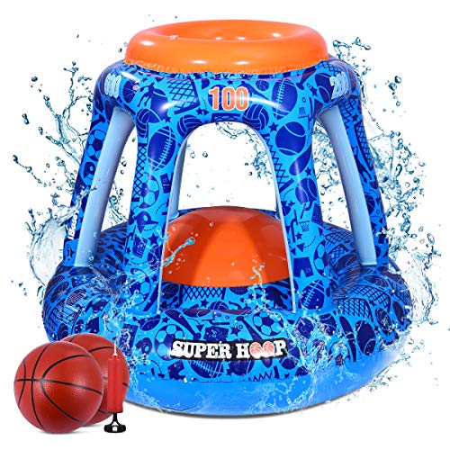iBaseToy Inflatable Basketball Toys-Tropical Hawaiian Summer Pool Beach Party Favors Giant Floating Hoop