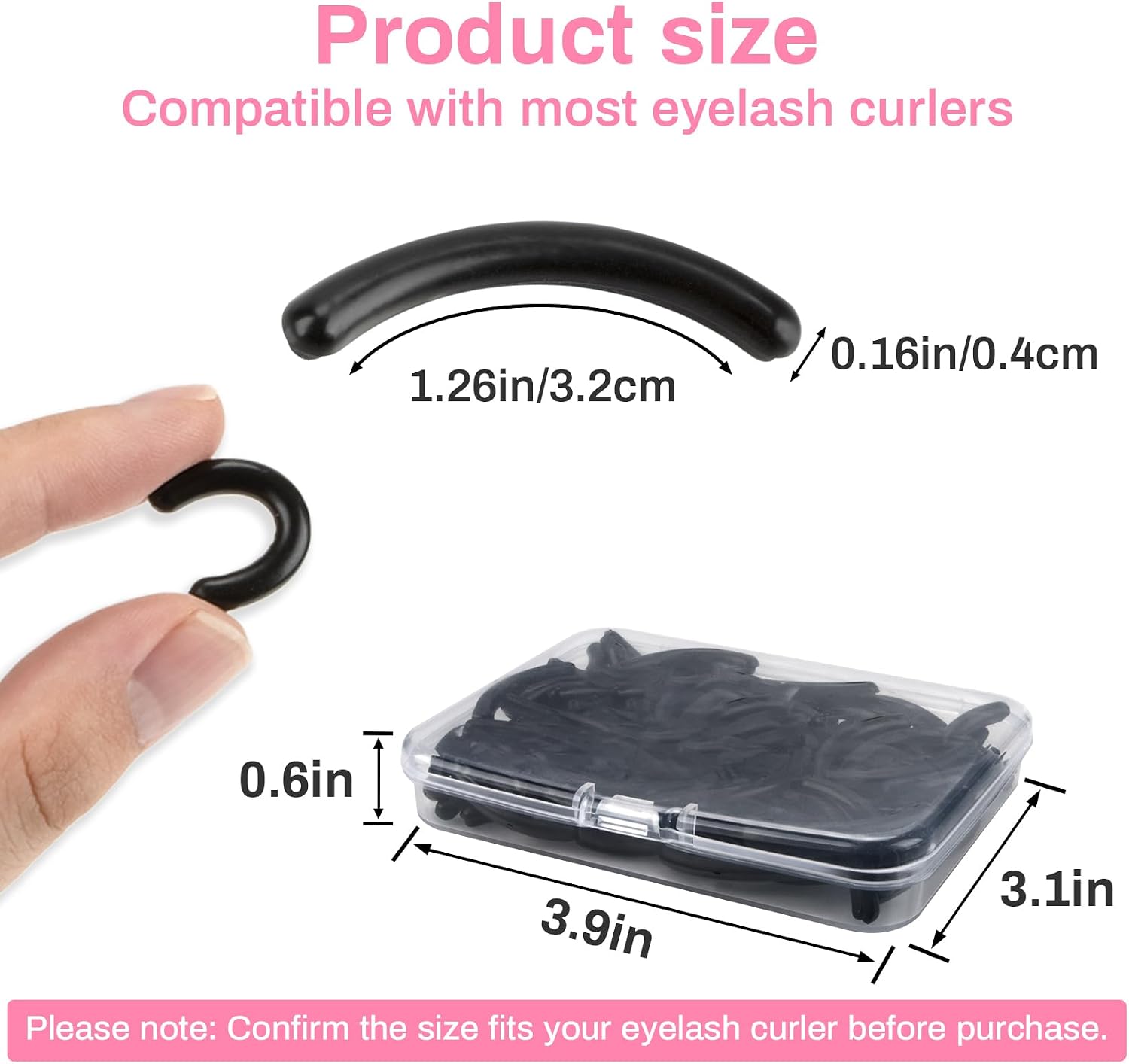 80pcs Eyelash Curler Refills - Black Rubber Eye Lash Curler Silicone Refill Pads Rizador De PestañAs Replacement Pads for Universal Eyelash Curler Eyelashes Accessories with Storage Box