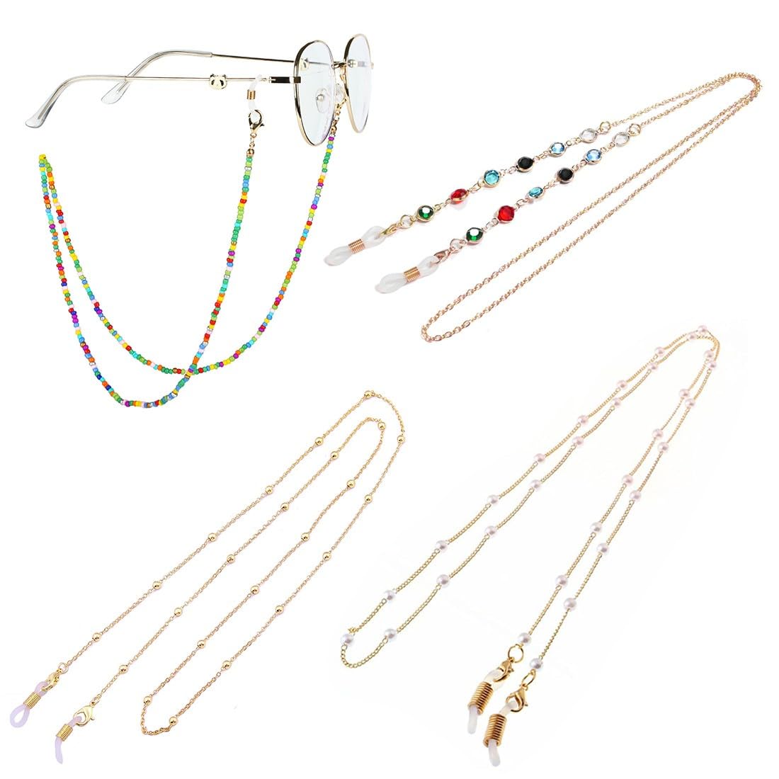 SIOPPKIK SIOPPKIK Cordón para máscaras faciales, cadena para gafas de mujer cadena de cuentas de colores para máscaras de mujer hombres niños