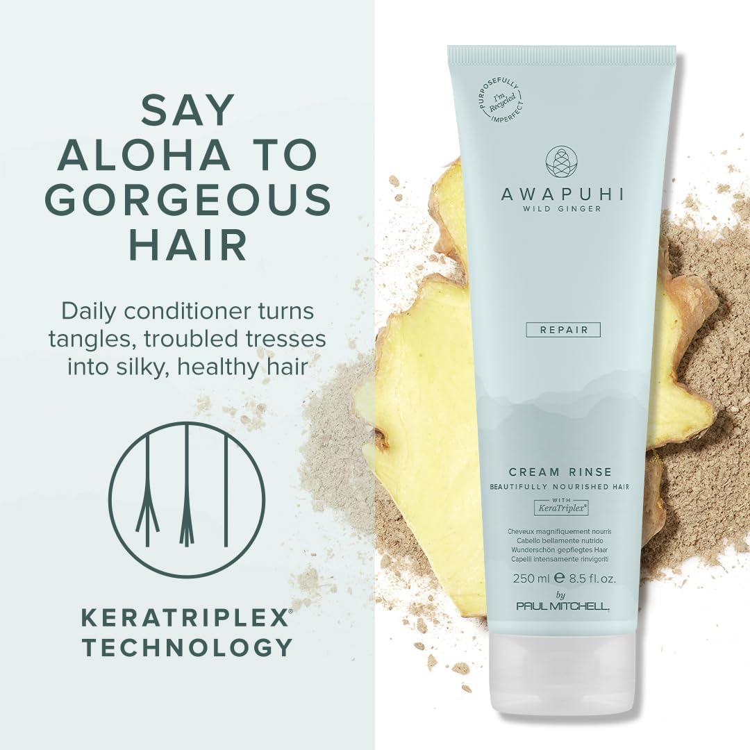 Paul Mitchell Awapuhi Wild Ginger Keratin Cream Rinse - Haar-Conditioner für trockenes, strapaziertes Haar, tägliche Haarpflege in Salon-Qualität