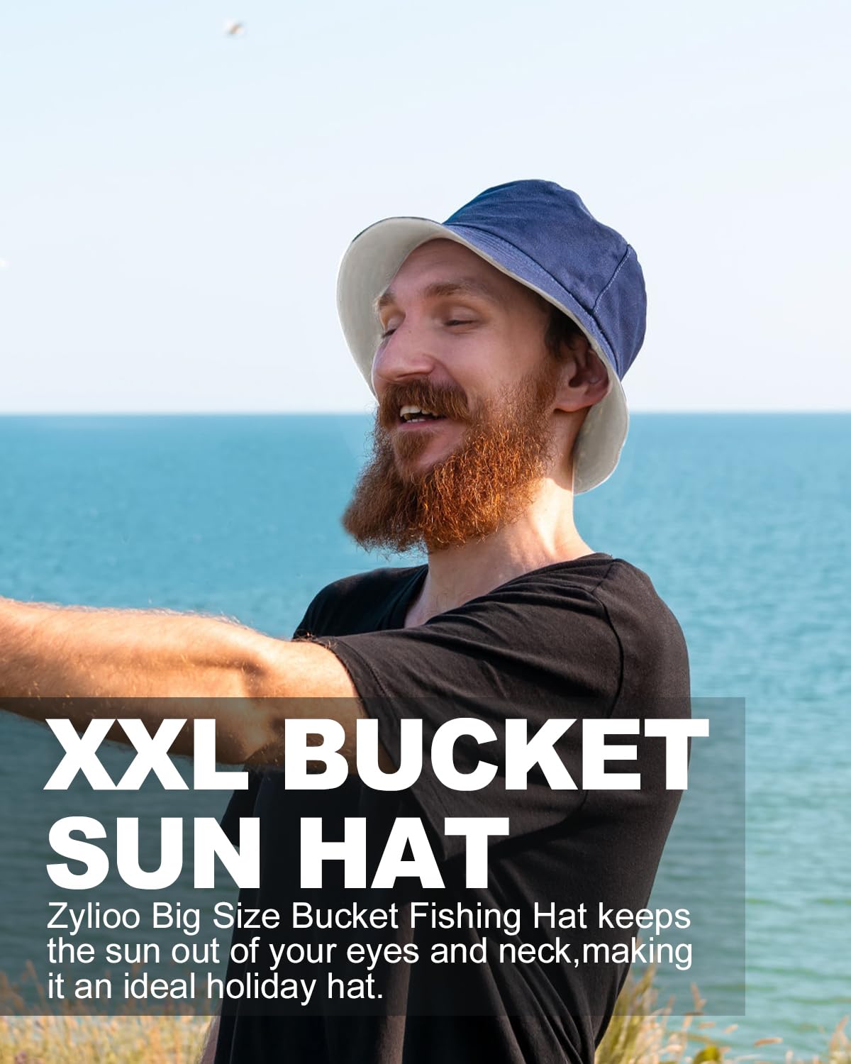 Feng Shui， Sombreros para el Sol L/XL/XX-Large,Sombreros de Pesca Reversibles Grandes,Sombrero de Pescador con protección UV de Doble Cara para Golf, Senderismo al Aire Libre