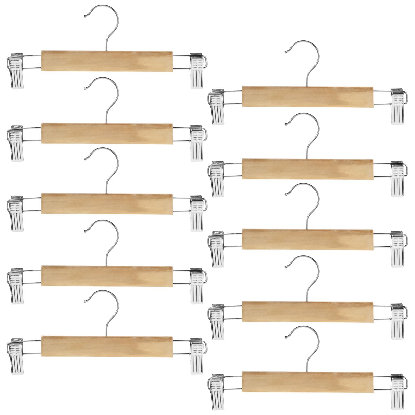 MAGICLULU 10 Pezzi Grucce Appendi Pantaloni in Legno con Clip in Acciaio Inossidabile Resistenti e Antideformazione per Organizzazione Armadio Salvaspazio e Uso Quotidiano
