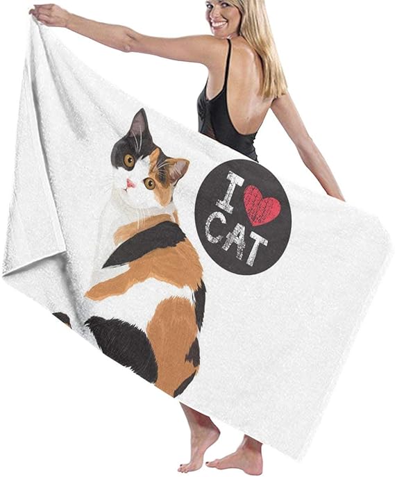 Amazon Co Jp 猫柄 可愛いねこ タオル バスタオルビーチ速乾吸水タオル 薄い通気 大判 やわらか ソフト おしゃれ 人気 軽量家庭用 プール 海水浴 旅行用タオル 1枚 高級 正規版130 80cm ファッション