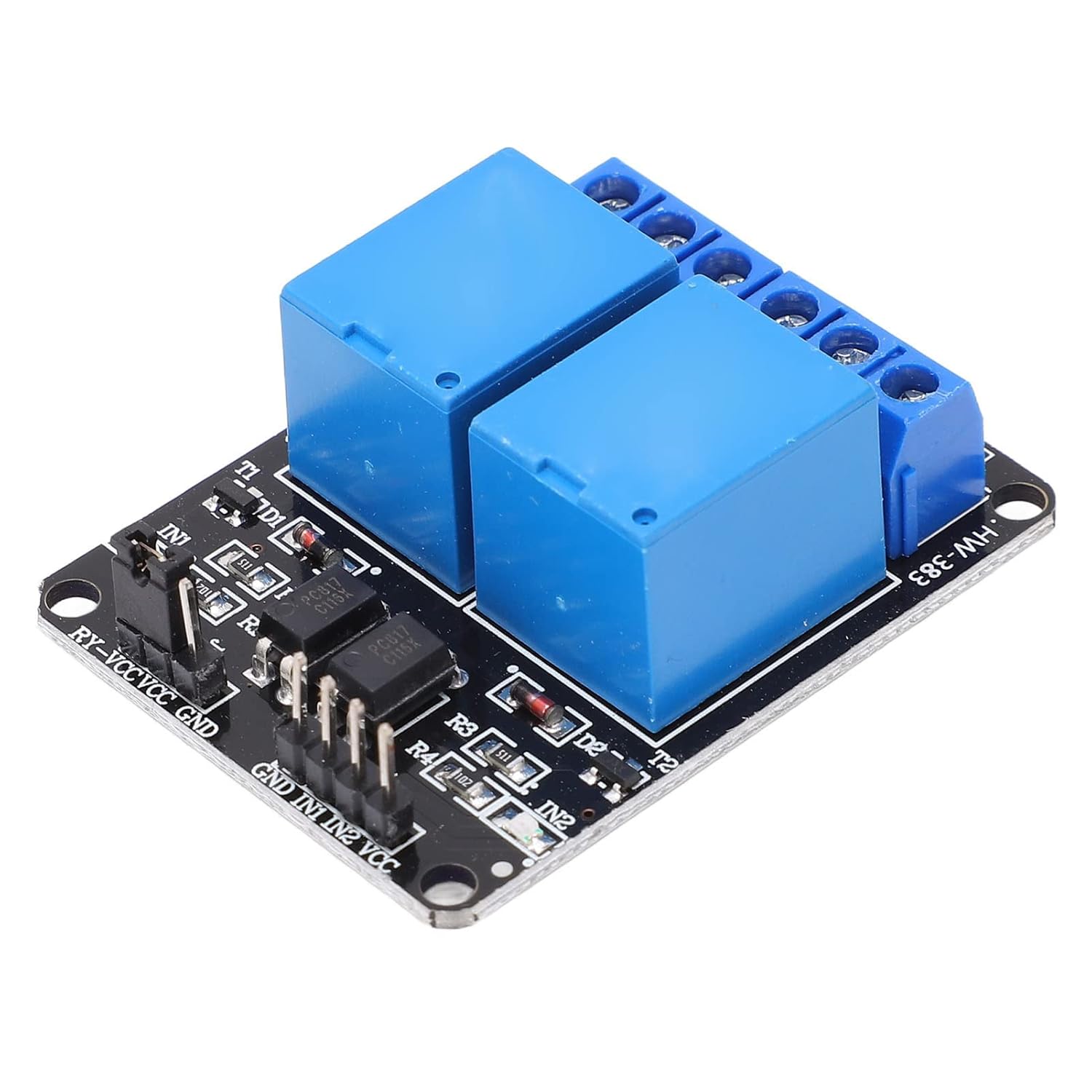 5Pcs High Power 2 Channel Relay Module with Optocoupler Isolation ABS Plastic Construction for Microcontroller Industrial Automation and Smart Home Projects