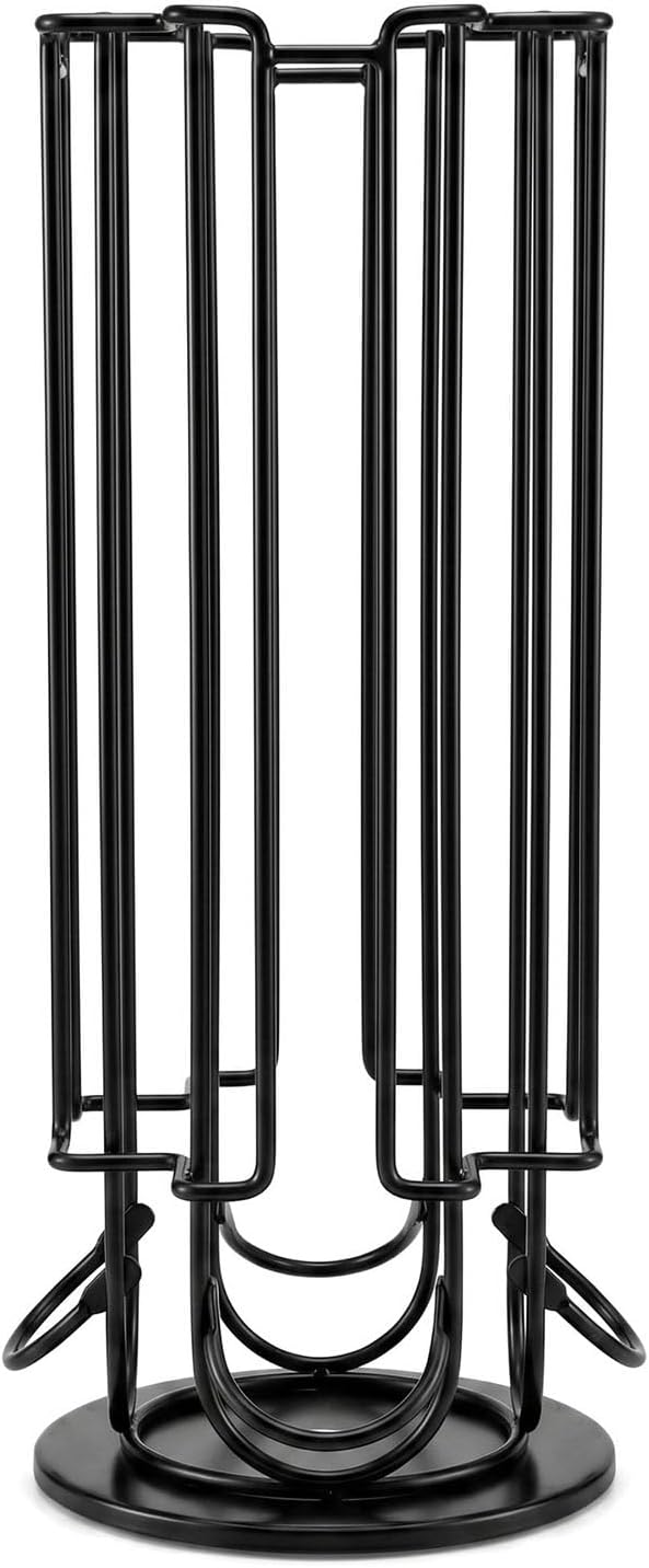 Karlak Coffee Pod Holder for Blue, Stylish 360° Rotating Capsule Organizer, Holds 28 Pods for Coffee Station, Durable Metal Design (Black)