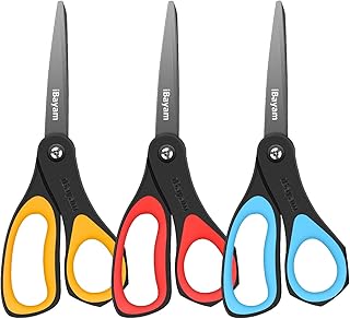 Scissors, iBayam 3 Pack 8" All-Purpose Titanium Non-Stick Scissor, Comfort Grip Sharp Nonstick Scissors for Office School ...