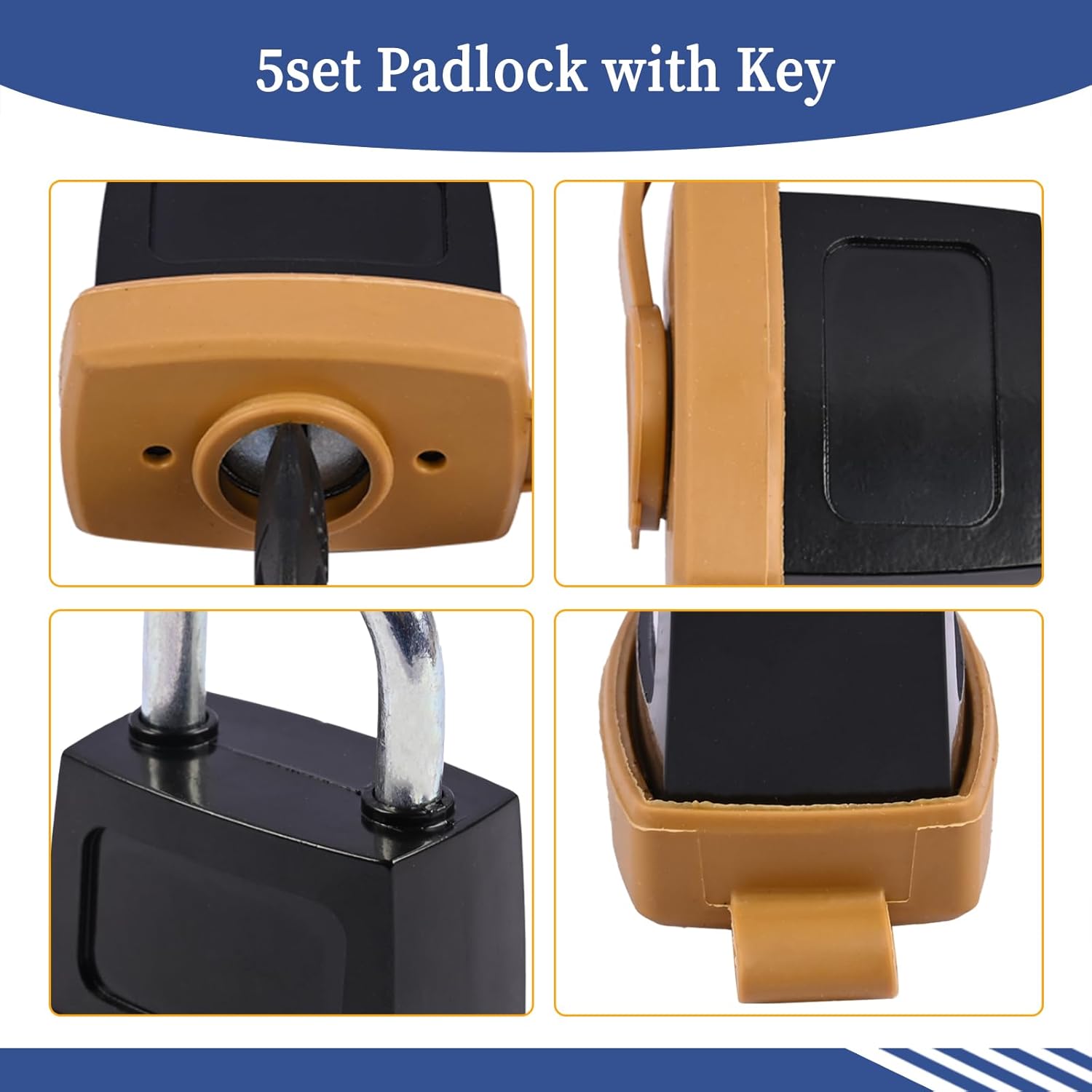 246-2641 5set Padlock with Key Compatible with Caterpillar CAT Fuel Cap 7X7700 1428828 20103300 2849039 Replace 5P8501 5P8500 2462641 (5)