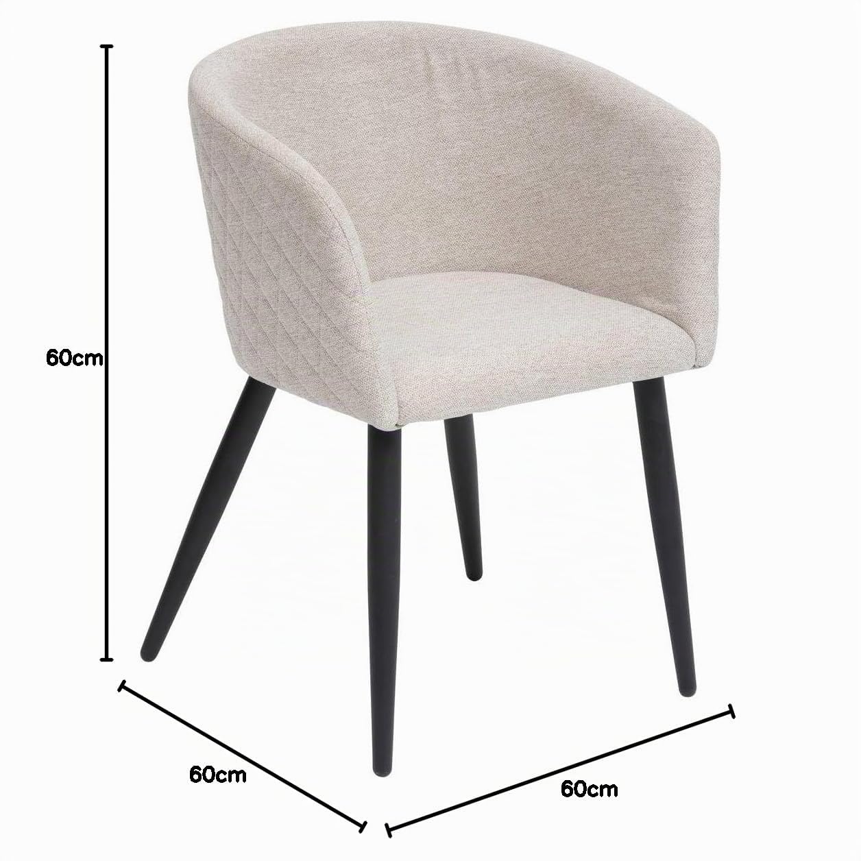 Chaise Fauteuil de Table Tissu façonné Beige et Pieds en métal Noir - Atmosphera
