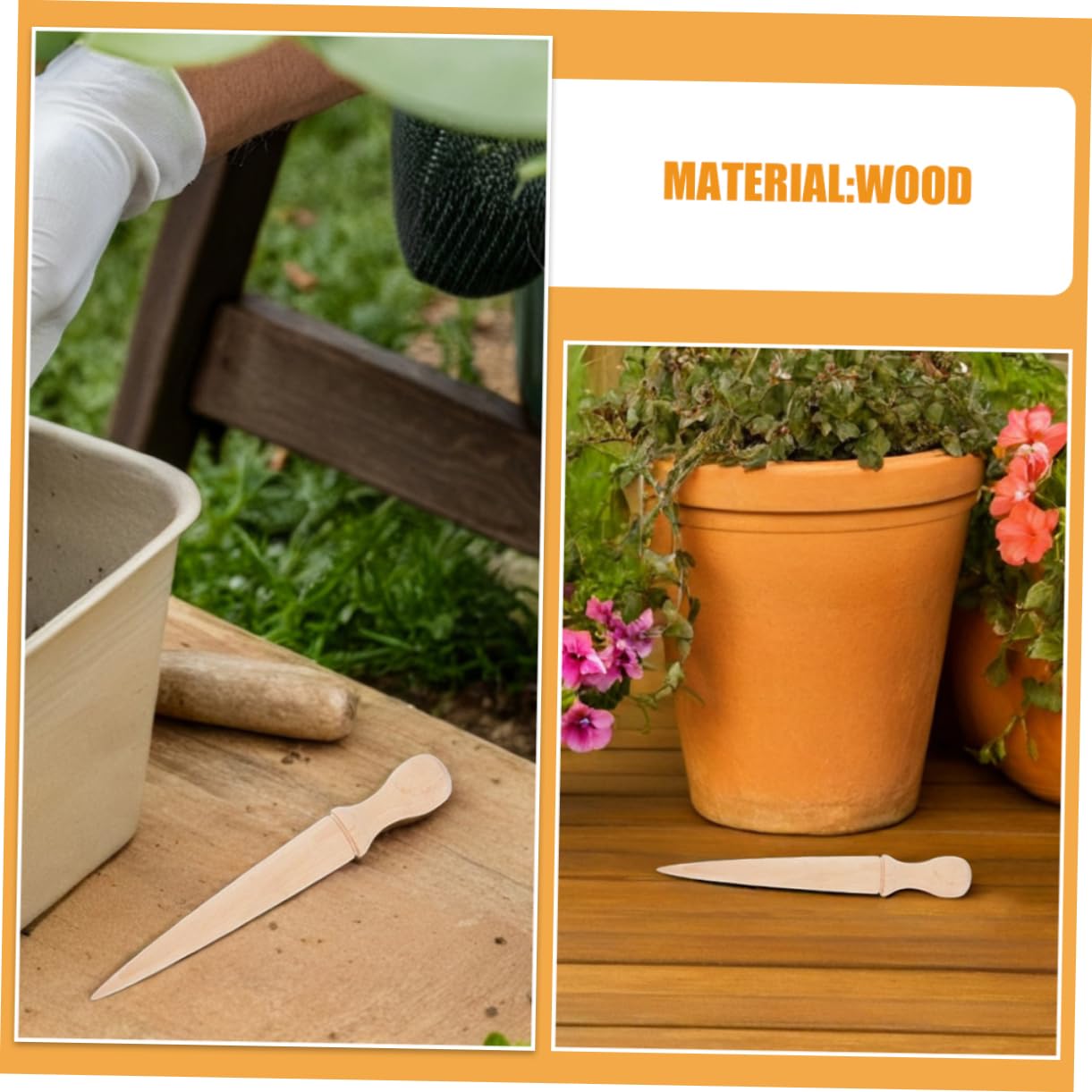 UPKOCH Herramienta De Jardinería De Perforadora De Jardín Mango De Madera Diseño Ergonómico