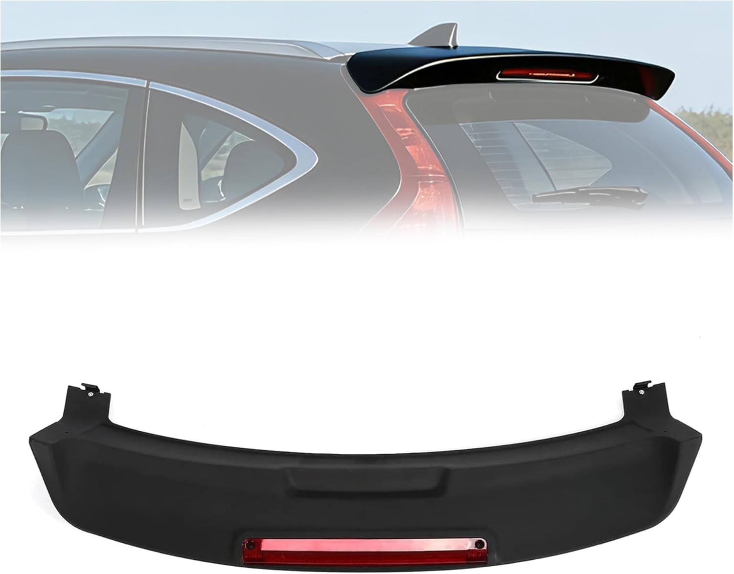 KUAFU Roof Spoiler w/LED Brake Light Compatible with 2007-2011 Honda CRV Rear Trunk Lip Spoiler Wing