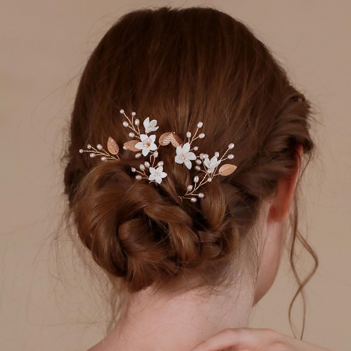 Horquillas para el pelo hechas a mano con flores de arcilla polimérica, accesorios para el pelo de novia