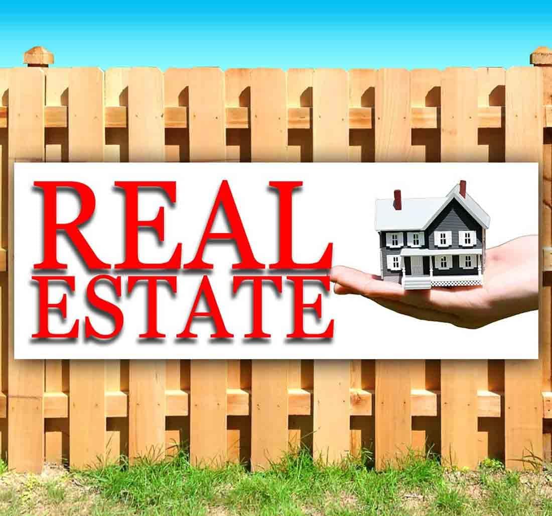 Real Estate Banner 13 oz | Non-Fabric | Heavy-Duty Vinyl Single-Sided with Metal Grommets