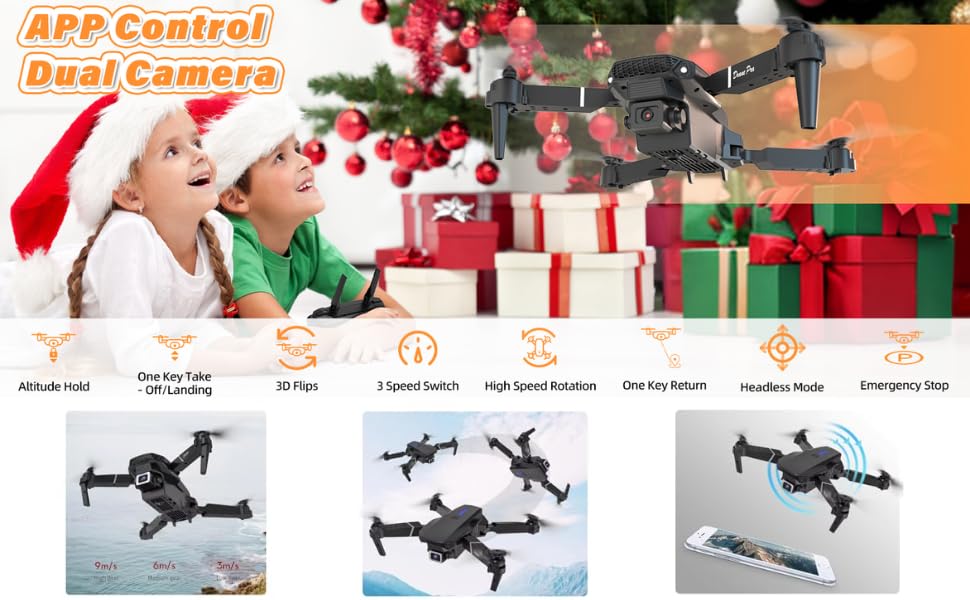 Image of BrUsHlEsS-fOlDaBlE-DrOnE-WiTh-hQ-WiFi-cAmErA-ReMoTe-cOnTrOl-fOr-kIdS-QuAdCoPtEr-wItH-GeStUrE-SeLfIe-fLiPs-bOuNcE-MoDe-aPp-oNe-kEy tAkE-OfF (E99)