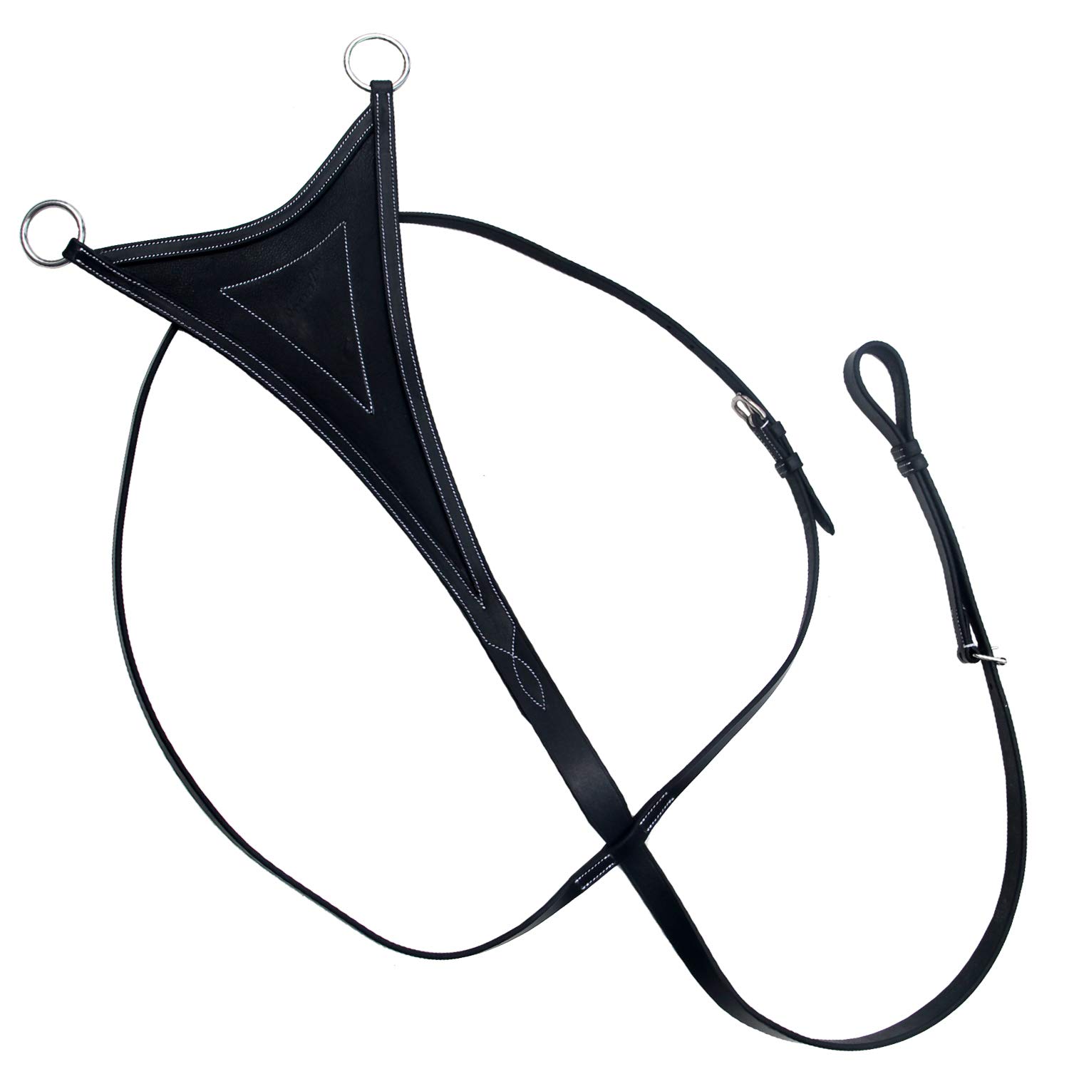 Exion - Babero suave para correr, martingala para caballos, accesorio de cuero ajustable para correr para saltar y entrenar, cuero curtido vegetal, negro, marrón, roble, pony, mazorca, matrimonial, de