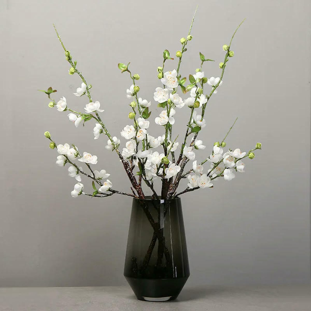 AYHTUD Artificial Cherry Blossom Flower Branches Silk Peach Spring for Wedding Decoration Plum Blossom Wedding Arrangement Accessories-white