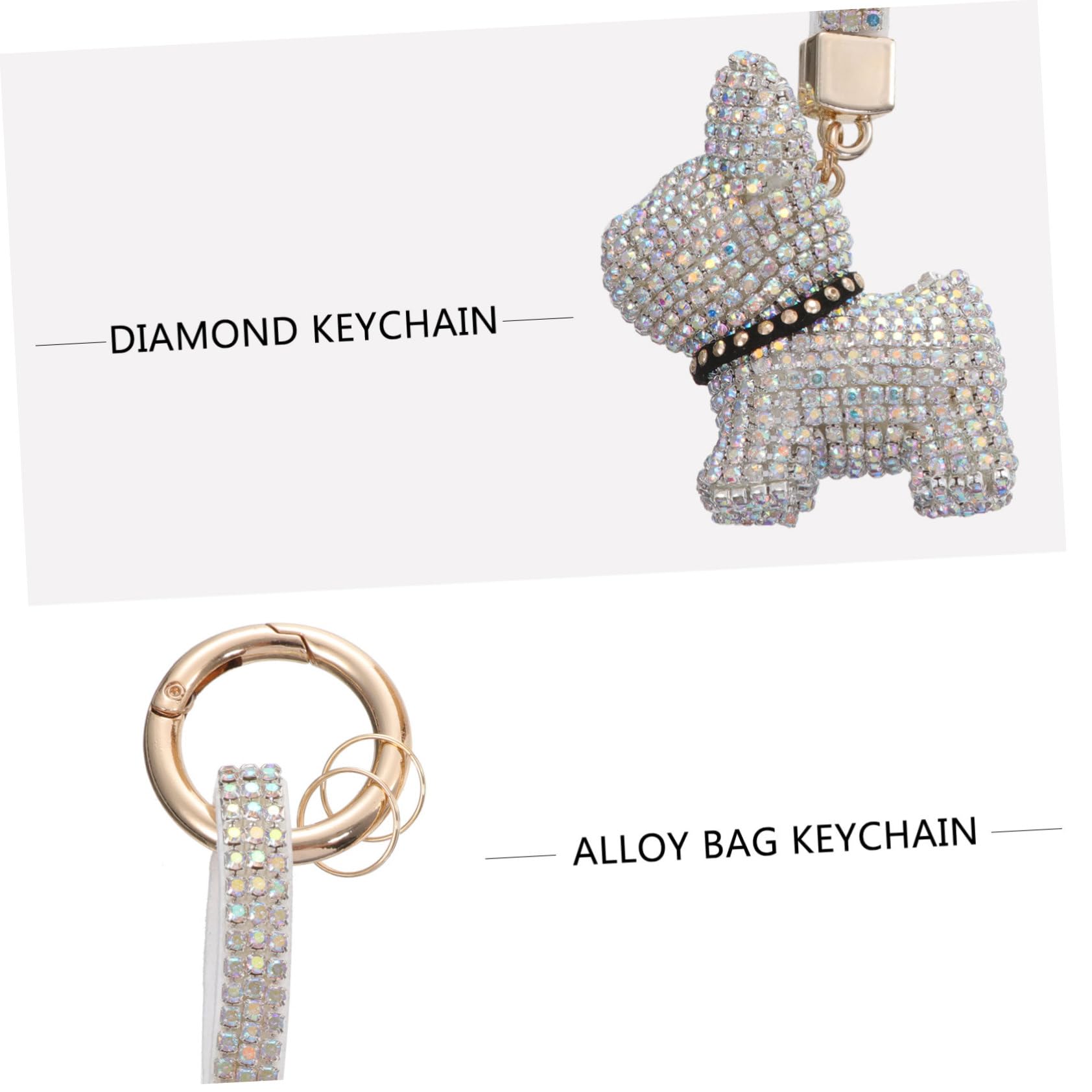 3 Piezas llavero bulldog francés llavero femenino de cumpleaños de las niñas anillas para llaveros decoración accesorio de bolsa anillo de llave de diamantes cristal bolsas