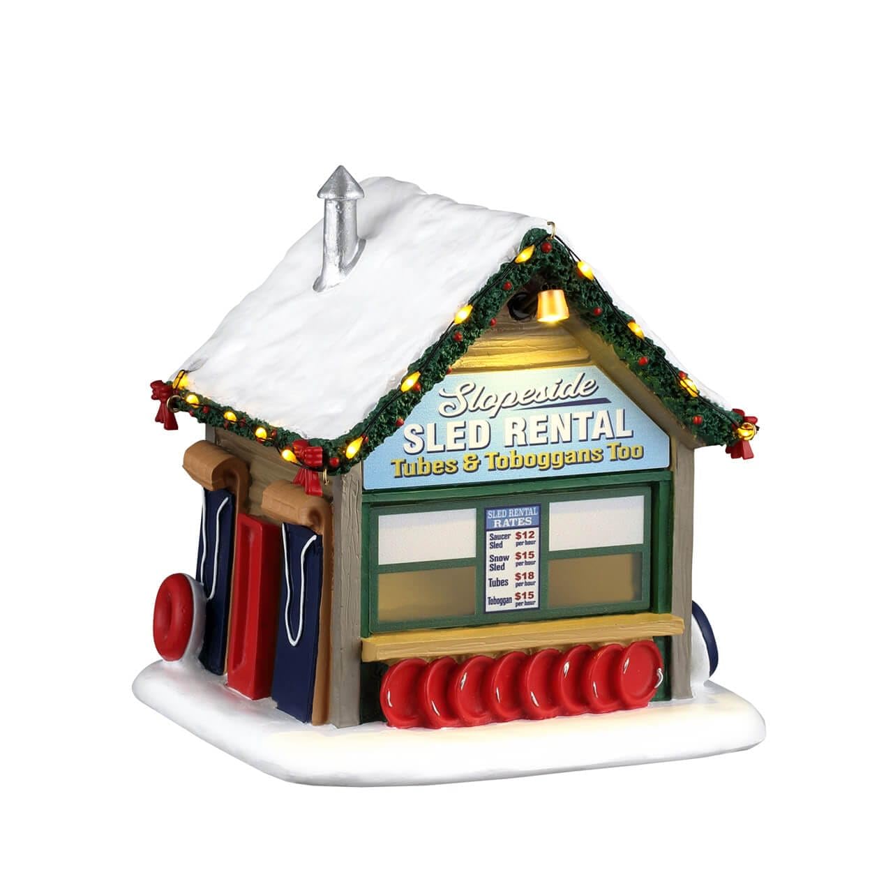 Lemax Multicolor Slopeside Sled Rental, Table Accents, #64683