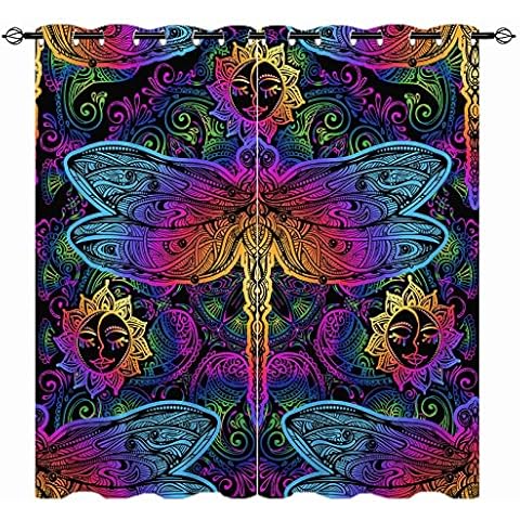 YUANZU Dragonfly Eyelet Blackout Curtains Cover