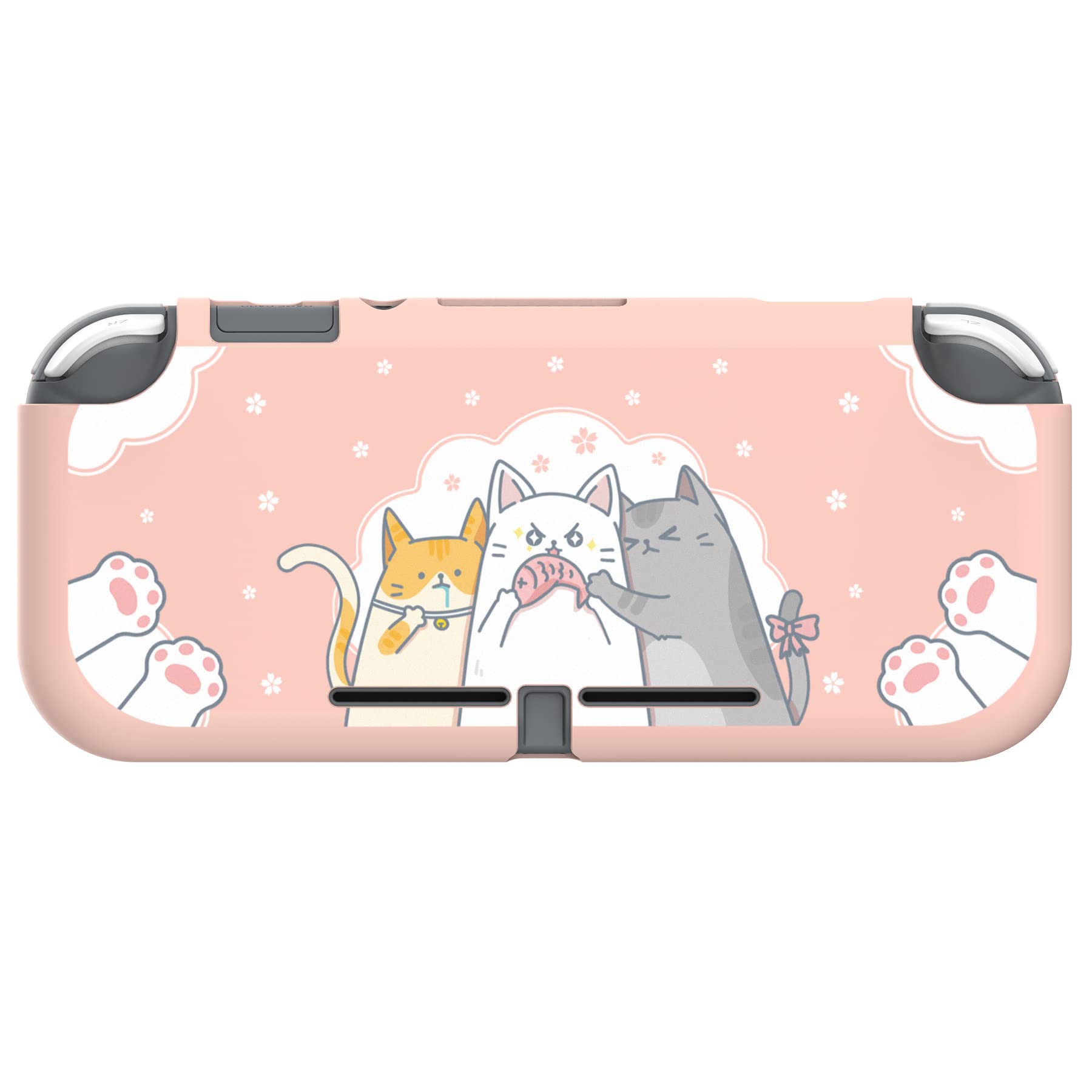 PlayVital Cover Custodia per Nintendo Switch Lite,Copertura Morbida TPU Protezione Accessorio per Nintendo Switch Lite Console-Gattini Affamati