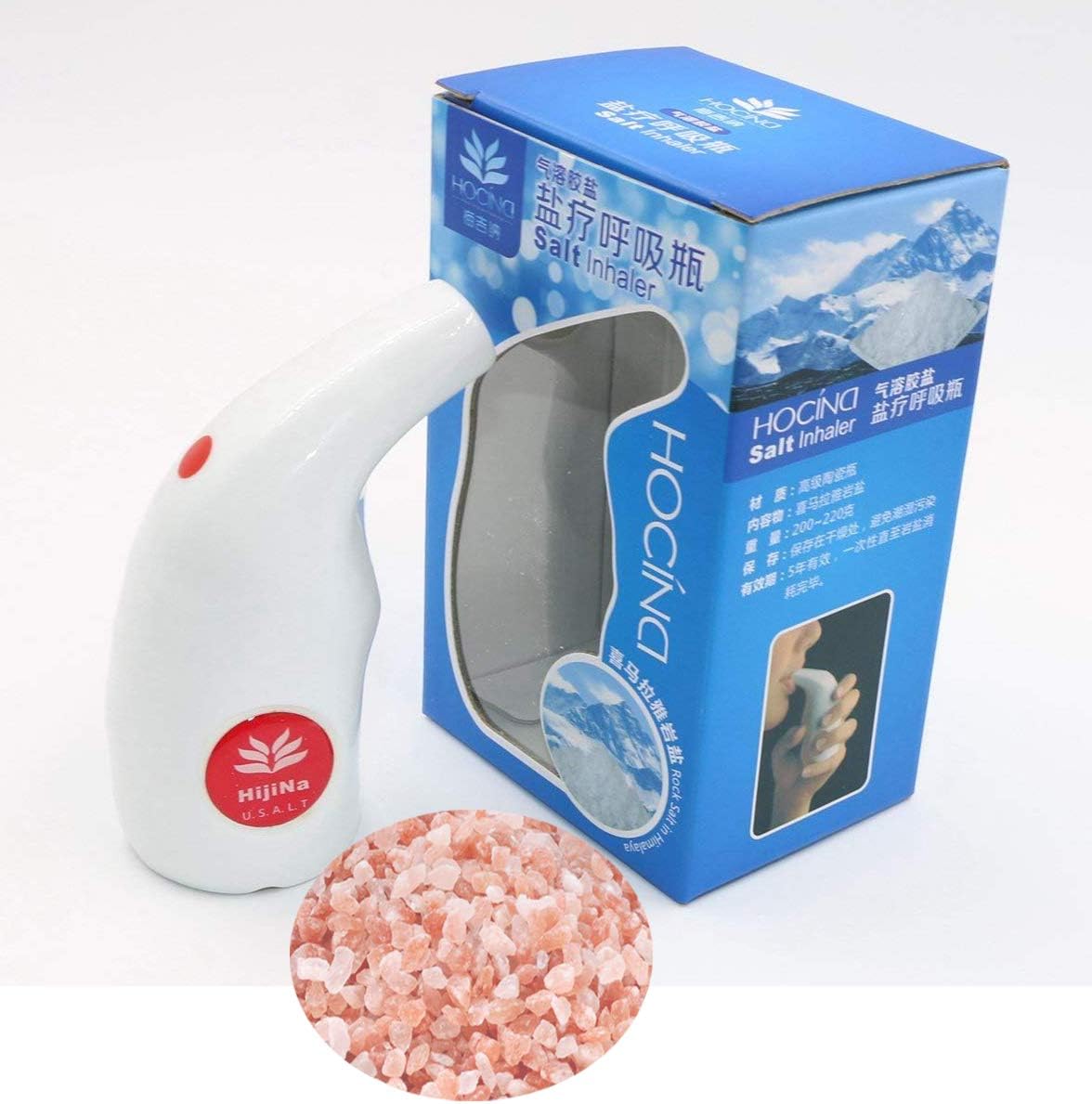 Refillable Salt Inhaler by HijiNa - Ceramic Inhaler with Himalayan Natural Salt, Helpful for Asthma，30 Days Money Back Guaranteed