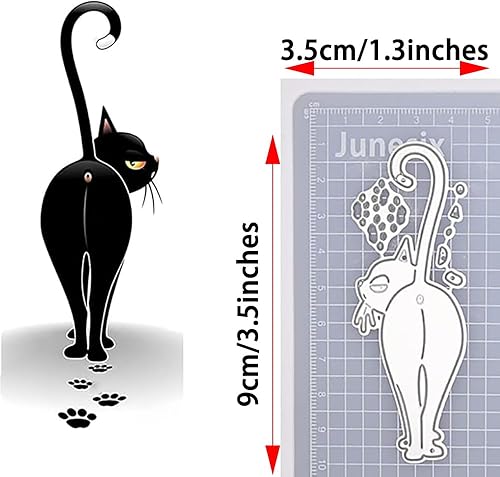 Miniatura 7 de Black kat 4 piezas de nuevos divertidos gatos negros troqueles de corte de metal encantador conjunto de plantillas para álbumes de recortes DIY