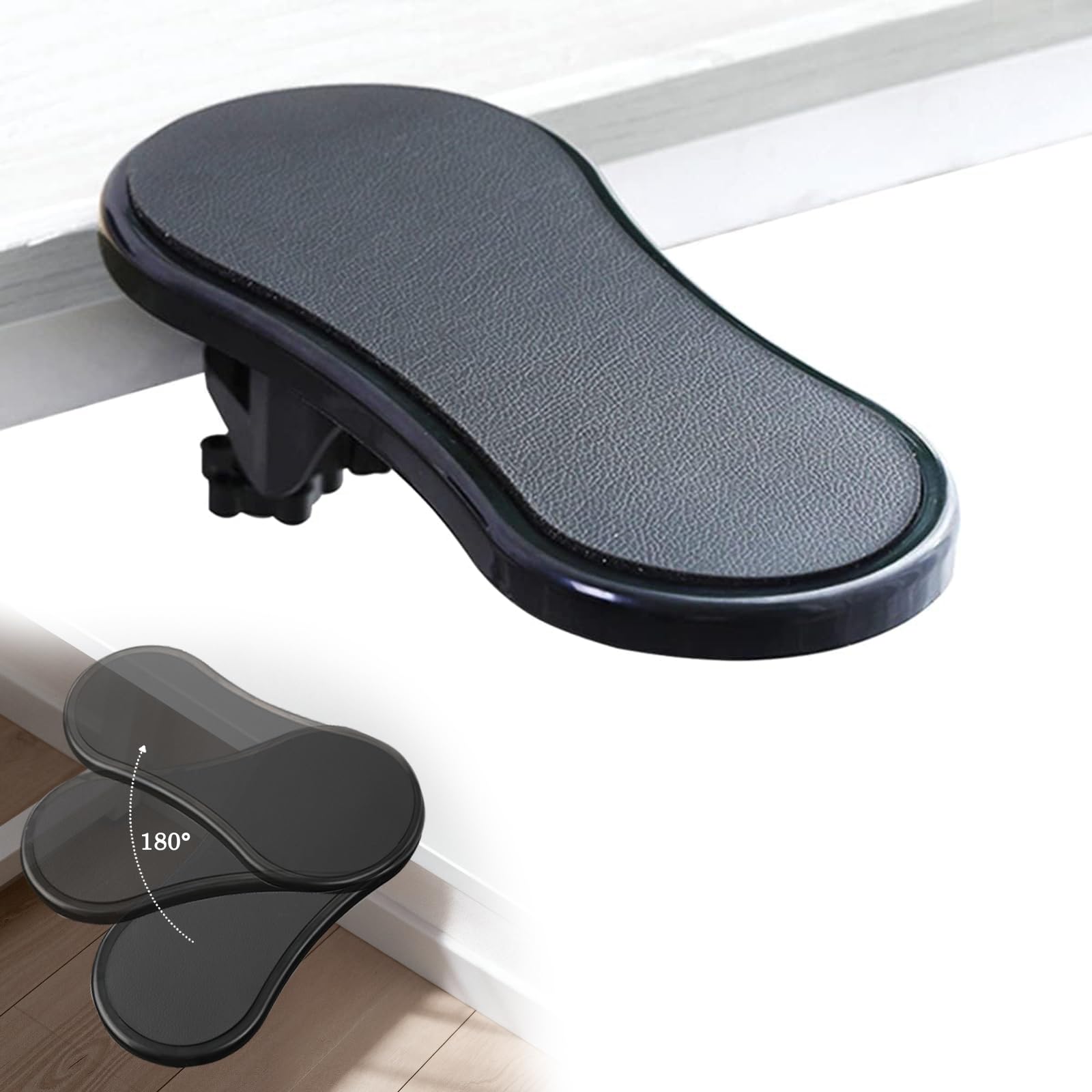 Computer Adjustable Arm Rest Support Bracket,Ergonomic Mouse Arm Elbow Rest Pad，Support for Keyboard Armrest Extender Rotating Mouse Pad Holder for Table, Office, Chair, Desk (Black)