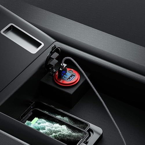 Miniatura 6 de Enchufe de cargador rápido USB 3.0, enchufe de cargador USB dual de 12 V24 V con interruptor de encendidoapagado y voltímetro digital LED