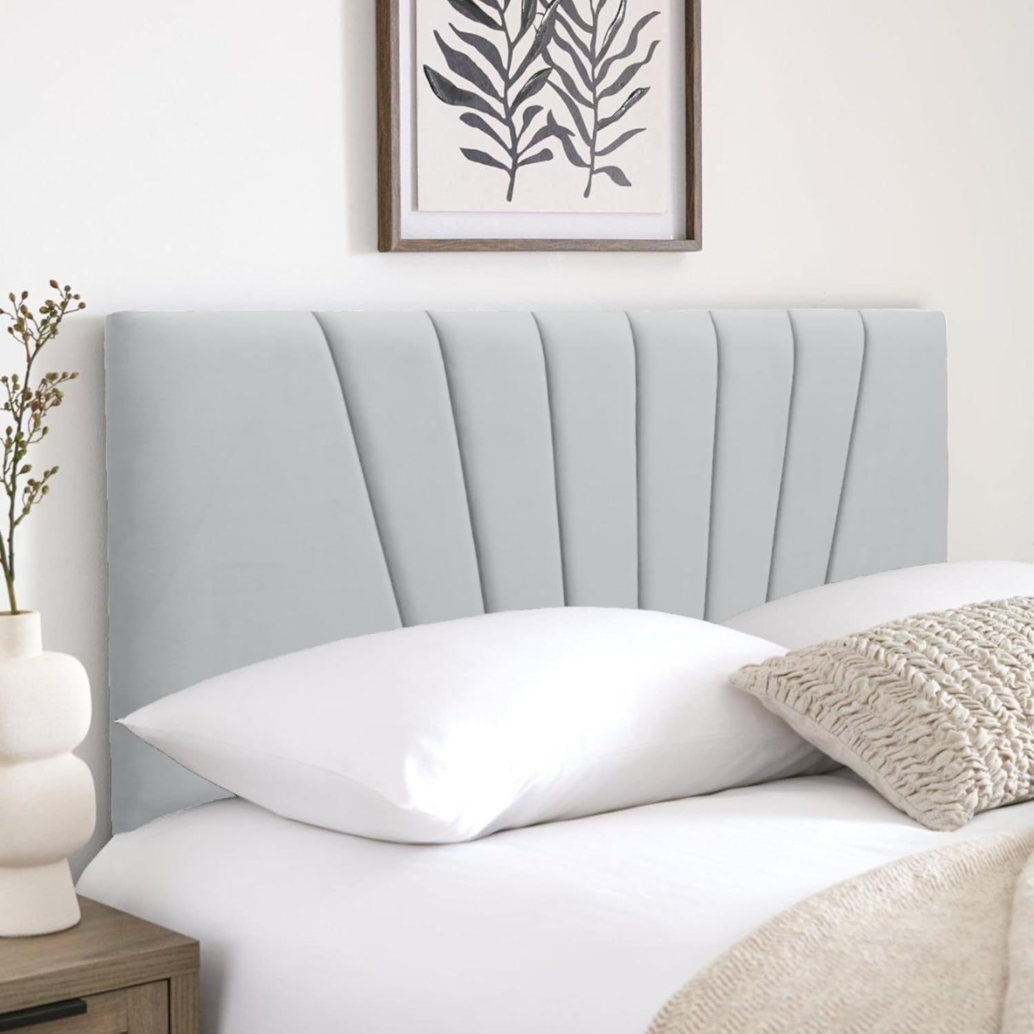 Cloudmere Luxury Sunrise Headboard Elegant design Divan Bed | Upholstered Padded Headboard for Divan Beds, Bedroom and Hotel Furniture (5ft King, Silver)