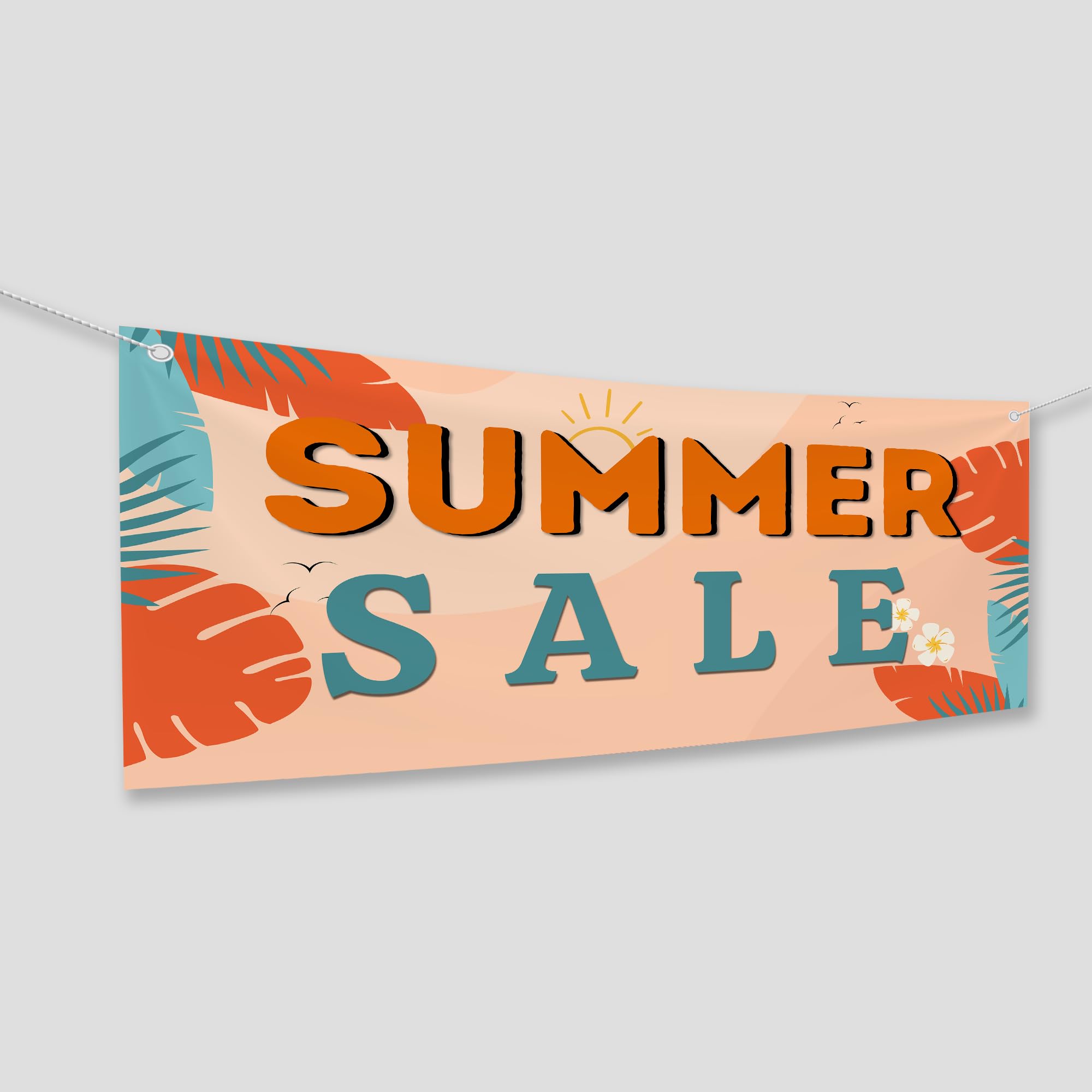Summer Sele Large Banners and Signs for Outdoor by BCB Print | Polyester Banner with 4 Holes for Easy Hang Indoor & Outdoor | 4x2 Feet Banner to