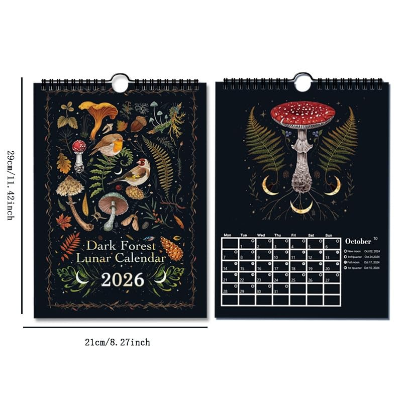 Wandkalender 2026, Dark Forests Lunar Kalender 2026 Art Deco Monatskalender Wandkalender, Mit 12 Originalillustrationen - View #11