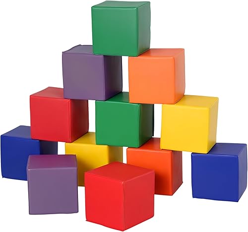 Soozier Bloques de juego suaves de 12 piezas, juguete de espuma suave, bloques de construcción y apilamiento, juguetes de aprendizaje compatibles