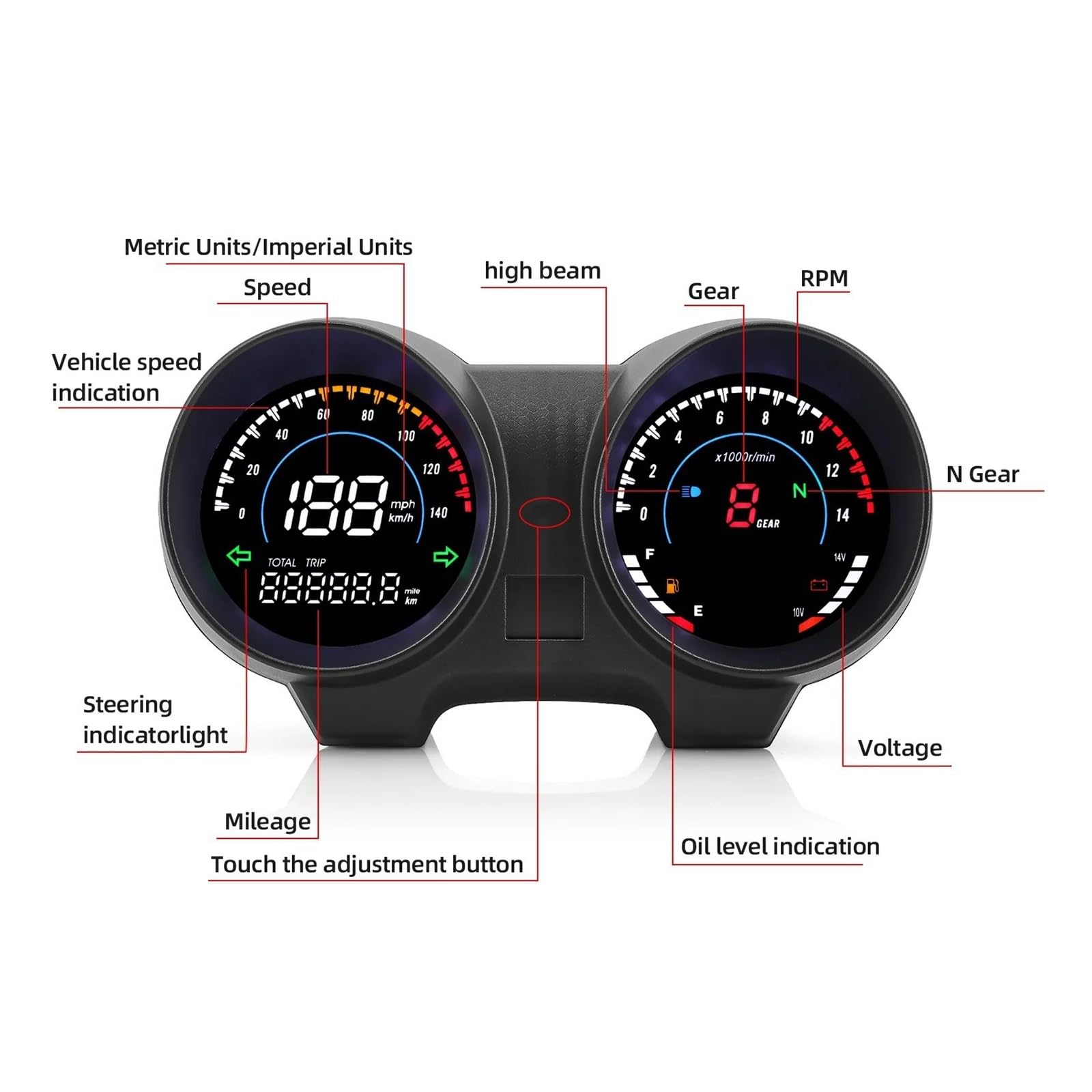 Contachilometri Cruscotto Digitale Per Motocicletta LED Elettronica Contagiri Tachimetro Con Indicatore Di Direzione Per Brasile TITAN 150 Per CG150 Fan1