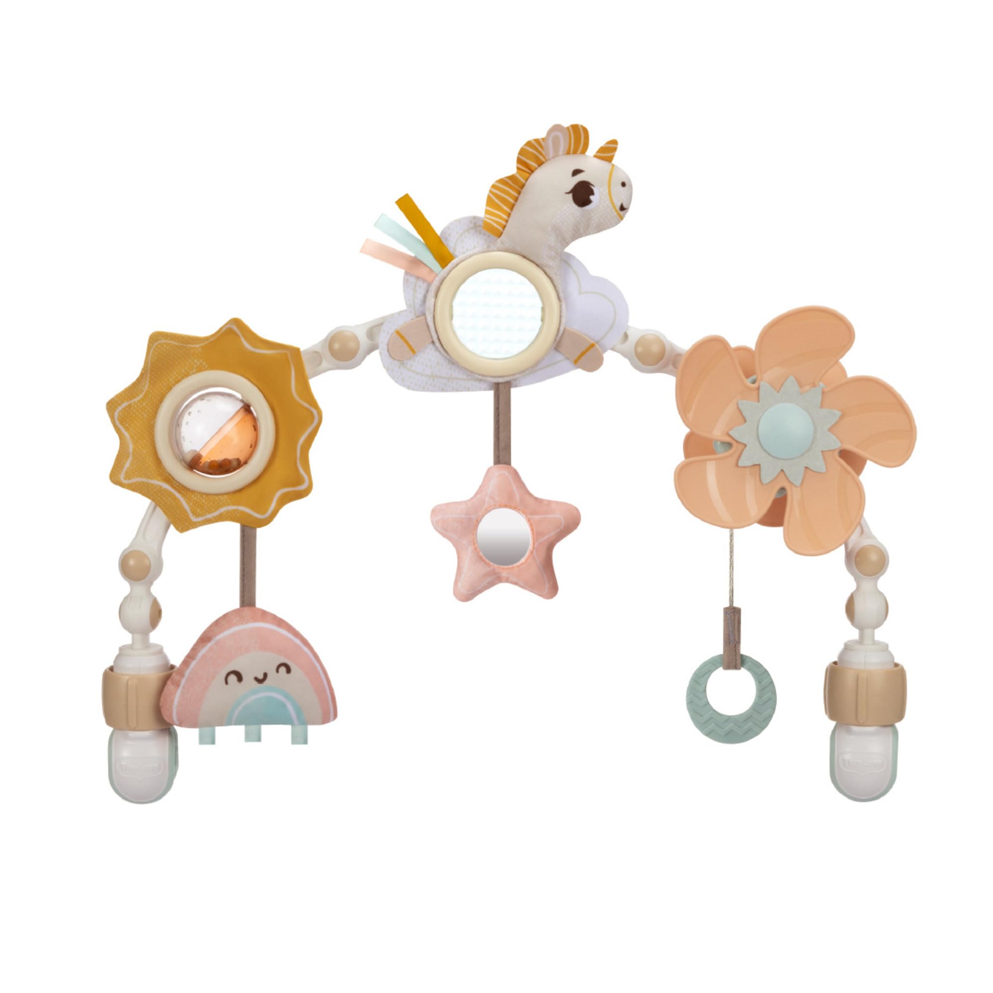 Tiny Love Sunny Stroll Spielbogen Kinderwagen, Unicorn Wonderlands | Kinderwagen Spielzeug Baby, ab Geburt, Universelle Verstellbare Befestigungsclips, 6 Entwicklungsfördernde Aktivitäten