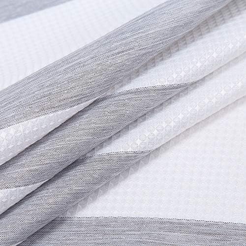 LinTimes Waffle Weave Cafe Curtains, Yarn Dyed Striped Pattern Rod Pocket Bathroom Window Curtains Farmhouse Home Decor Half Window Tier Curtains Kitchen Curtain Sets, 30" W x 24" L, Grey, Set of 2