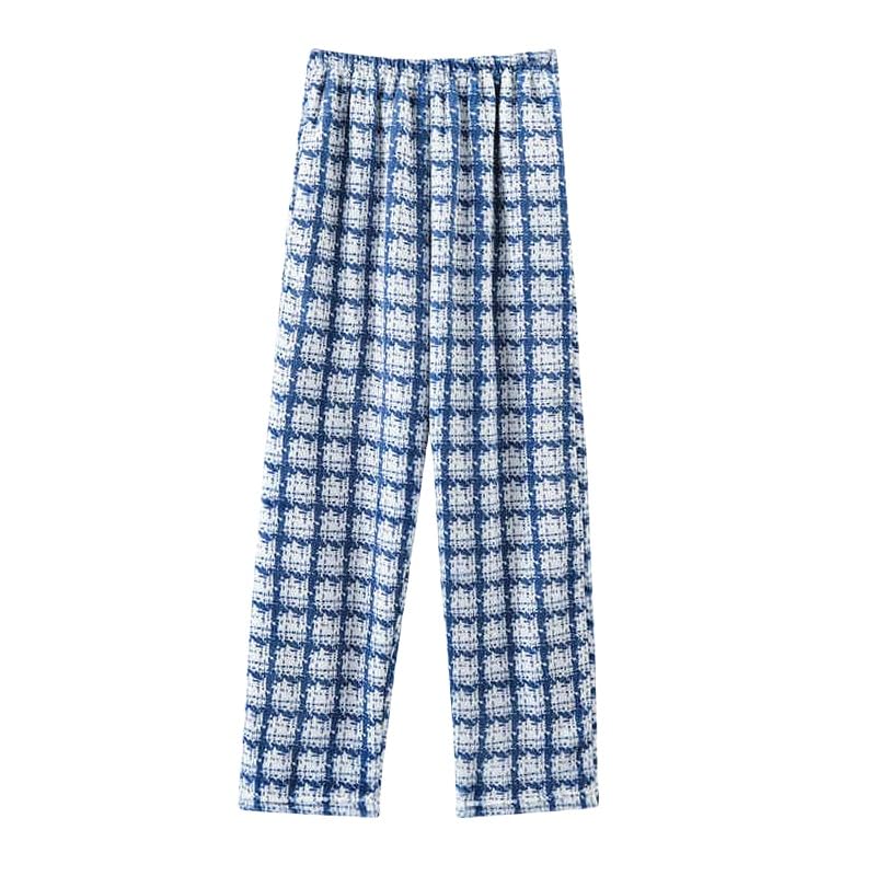 Pantalon pyjama femme en flanelle douce avec poches latérales et motif écossais classique
