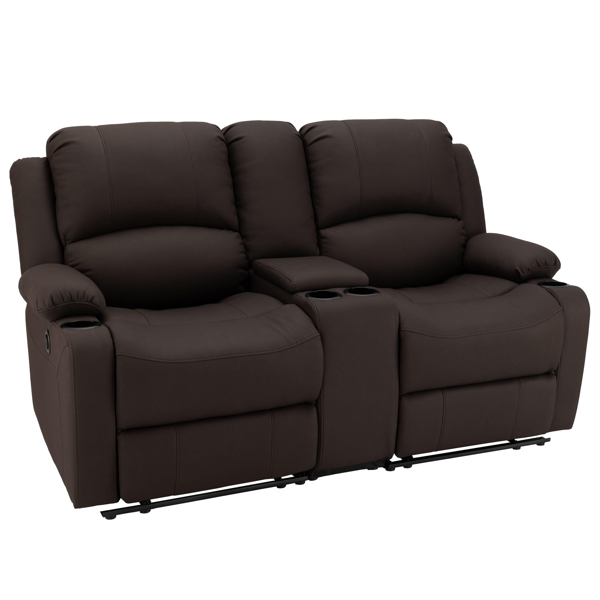 67" Wall Hugger Reclining | RV Theater Seats | Double Recliner RV Sofa & Console | RV Couch | RV Theater Seating | RV Furniture (Powered, Chocolate)