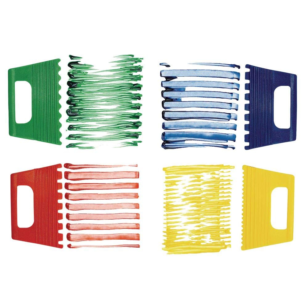 Colorations® Paint Scrapers, Plastic Paint Scrapers, 4 Different Designs, Create Paint Patterns & Swirls, Set of 4, Kids Scraper Tools for Paint,