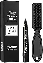 Forest Hill Black Men Grooming Beard Gap Filler, Four Forked Pen With Brush For Shaping & Styling, Natural Looking, Waterproof, Sweatproof & Wear Resistant Formula, Also Used For Moustache & Eyebrows