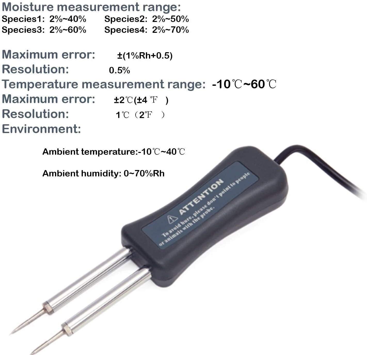 WJJ Misuratore di umidità del Legno Digitale LCD 2% -60% Albero legname in Legno di Legno di bambù Acqua contengono Strumenti di Misura della Temperatura Livello