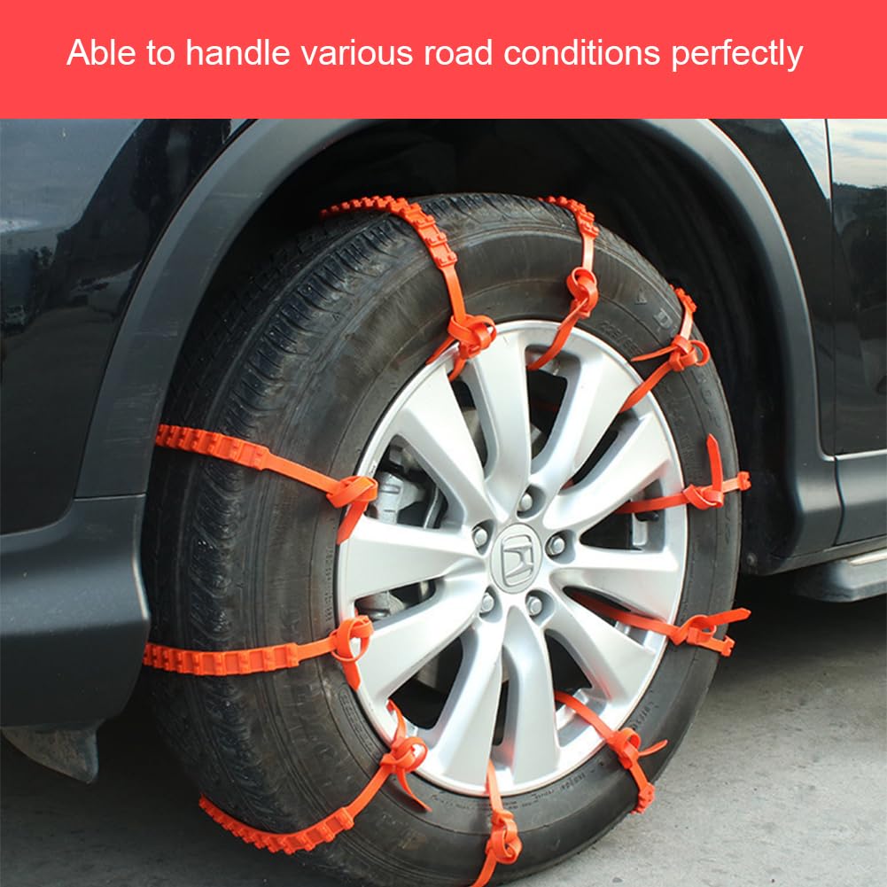 Cadena de Nieve para Coche,Cadenas Antideslizantes para Neumáticos de Nieve,Cadenas de Emergencia para Coche,Cadenas de Seguridad Ajustables,Antideslizantes,Cadenas de Seguridad,10pcs
