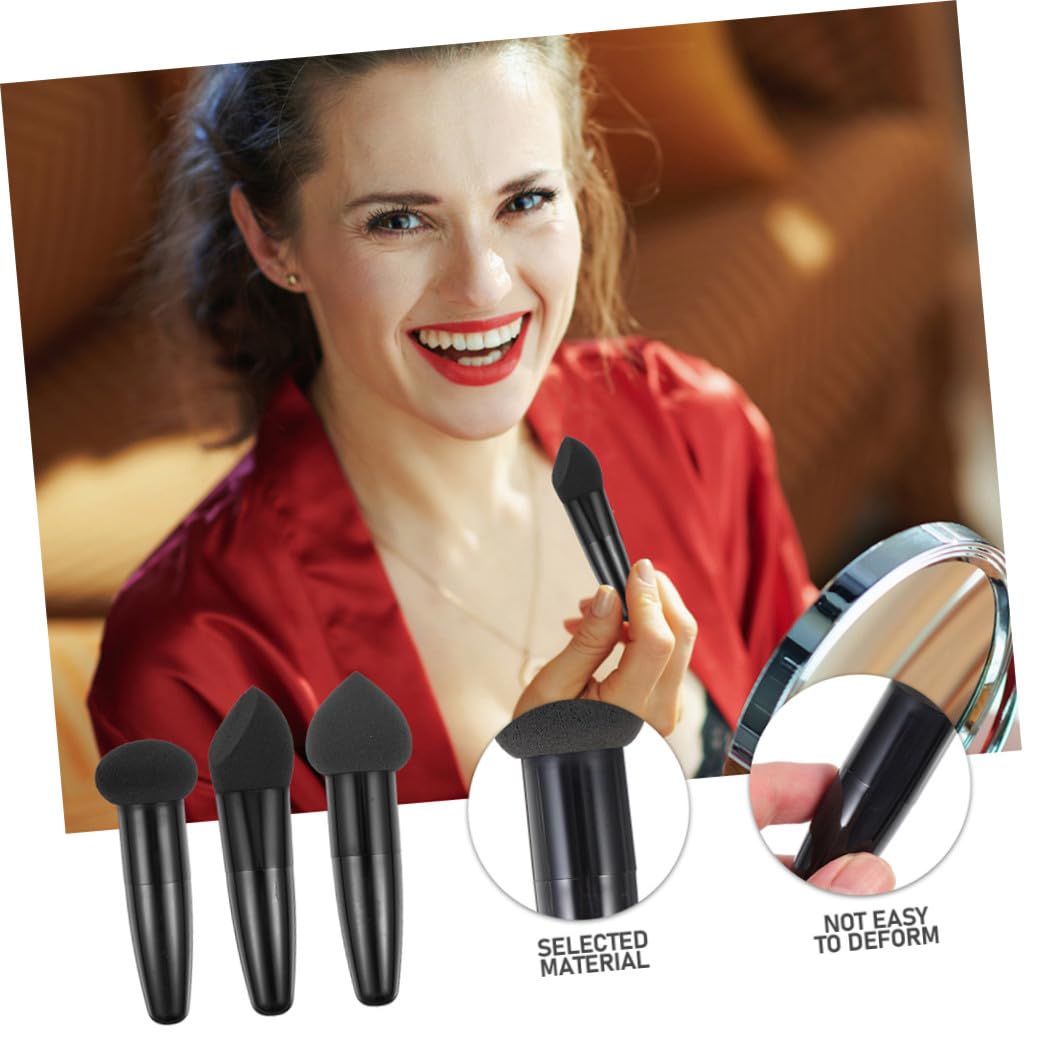 Gatuida Esponjas de Maquillaje para Base Mango, Set de 6 Unidades de Látex, Portátiles y Cómodas, Negro y Púrpura