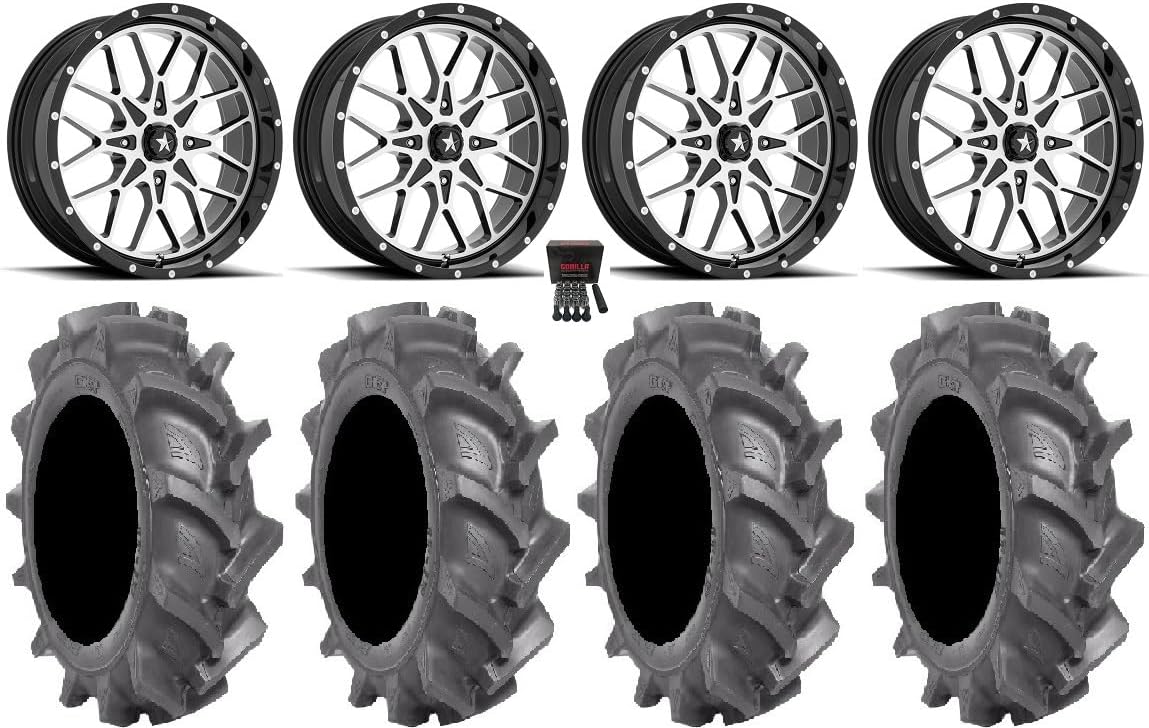 Bundle - 9 Items: MSA Portal 18" Wheels Machined 33" BKT AT 171 Tires [4x156 Bolt Pattern 12mmx1.5 Lug Kit]